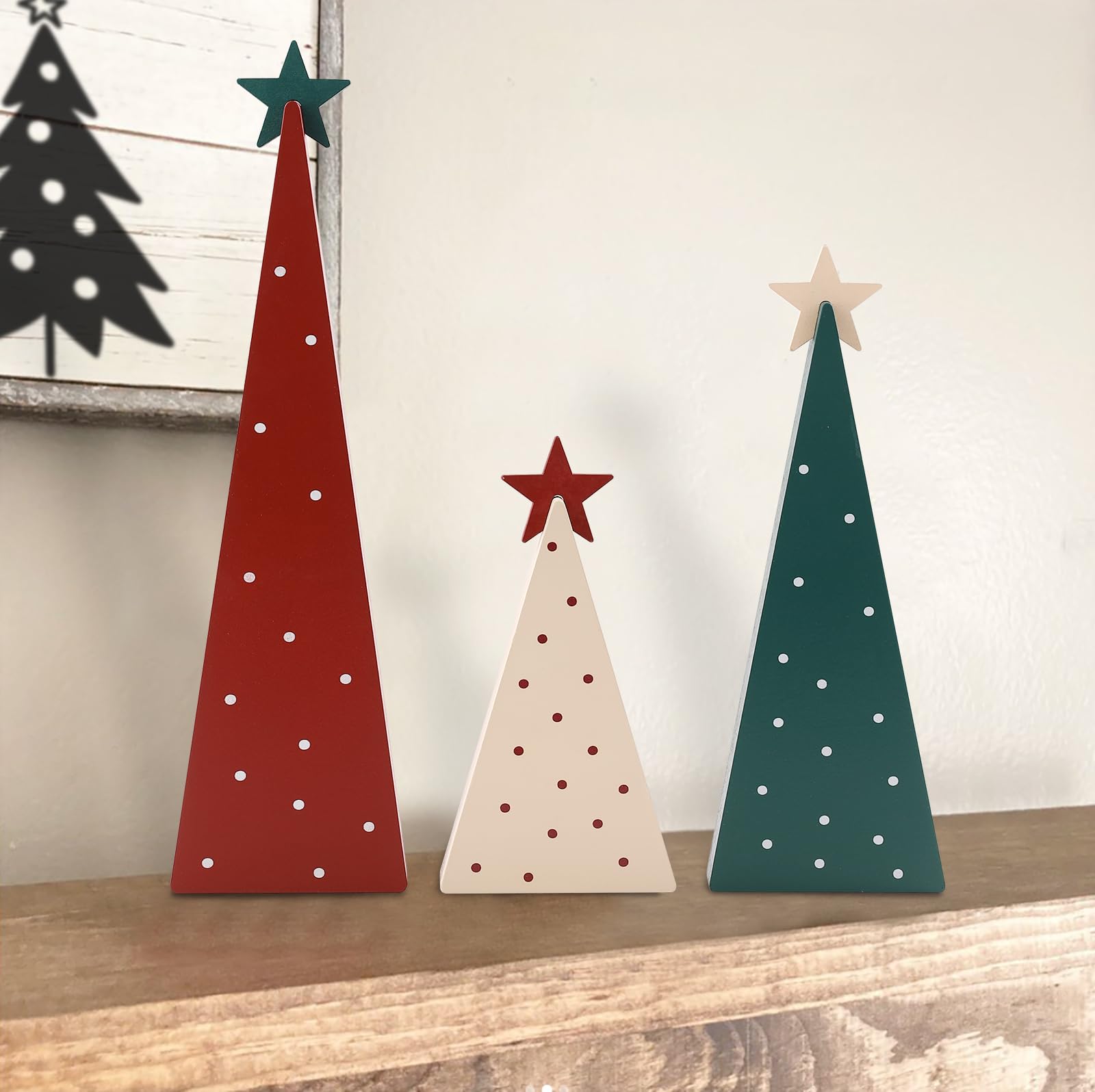 Festalmart Christmas Decorations-Three Sizes Wooden Christmas Tree Sign With Star-Christmas Decorations For Home Shelf Mantel Fi