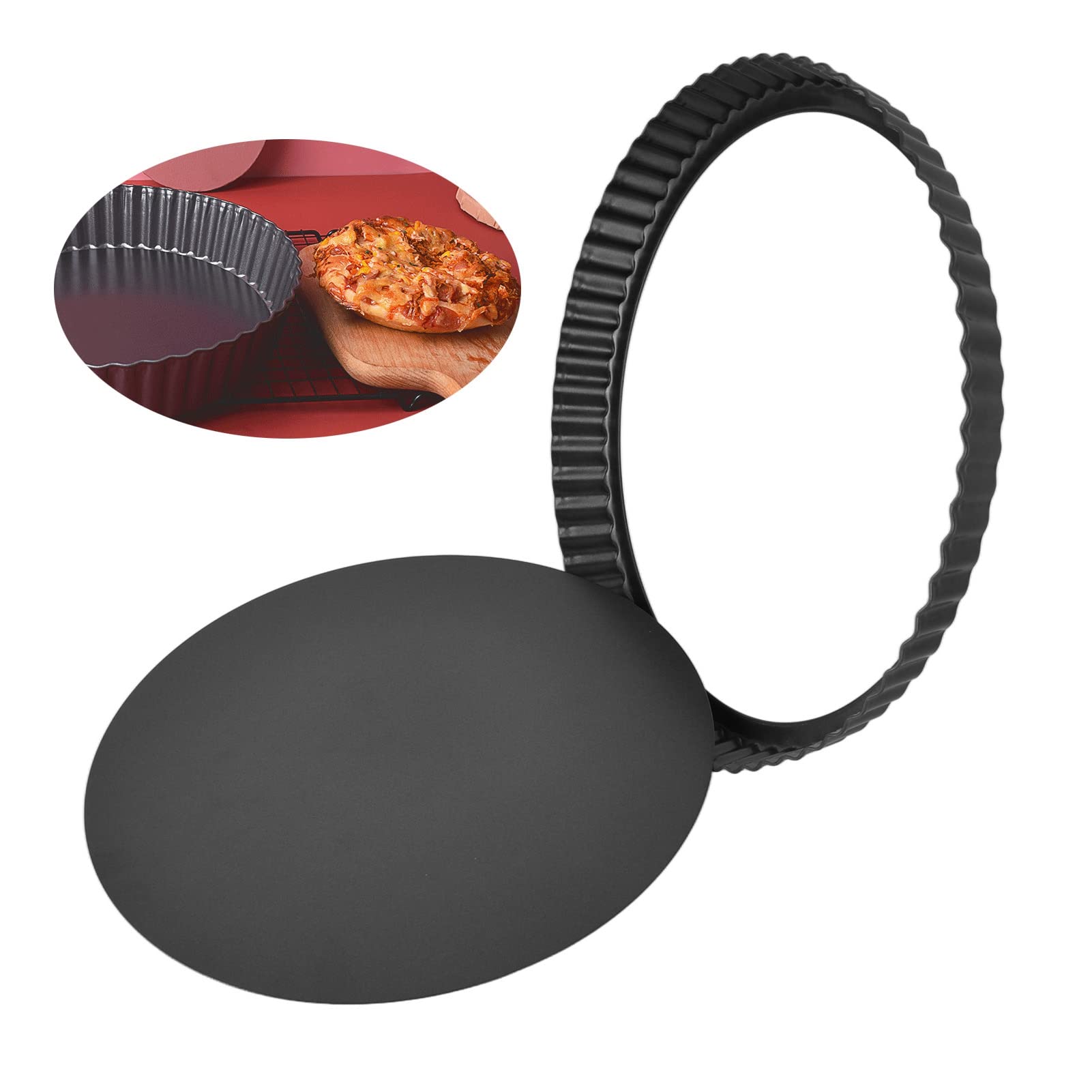 Round Tart Pan, Removable Bottom Non Stick Tart Pan Large Fluted Tart Pans For Baking, Quiche Pan(13-Inch)