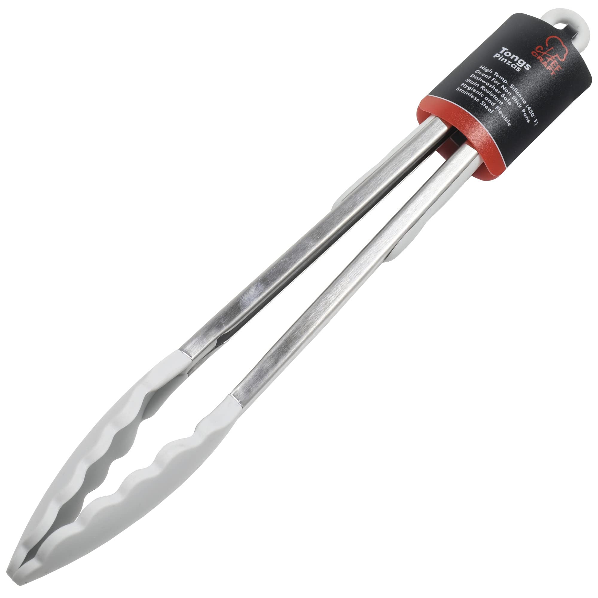 Chef Craft Premium Silicone Cooking Tongs, 12 Inch, Gray