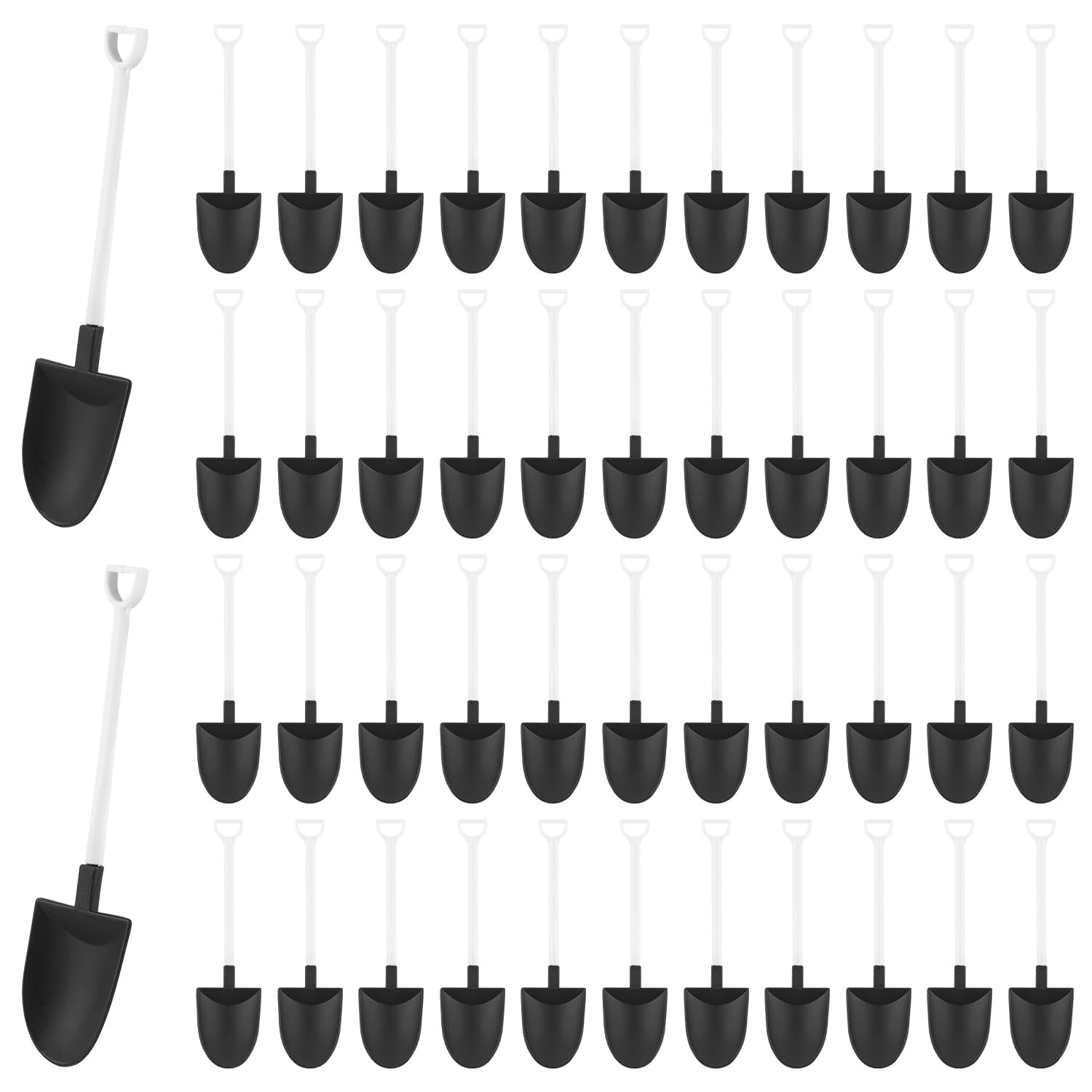 Auear 100 Pack Mini Shovel Shape Spoons Black Plastic Shovel Disposable Cute Dessert Spoons For Ice Cream Pudding Yogurtn