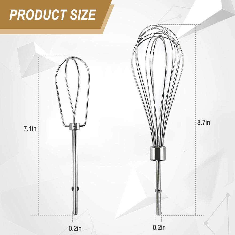 Cenipar W10490648&Khmpw- Khm2B W10490648 Hand Mixer Turbo Beaters(2 Pack) & Khmpw Stainless Steel Pro Whisk(2 Pack) Fit For Khm5