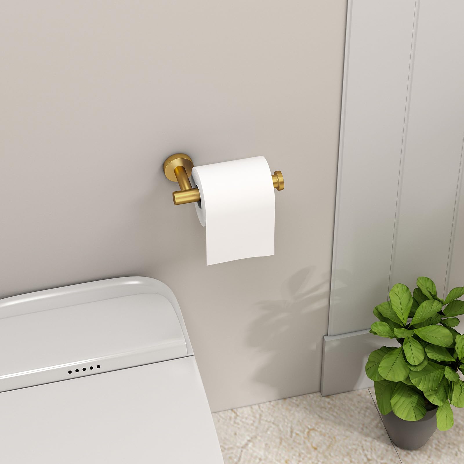 Toilet Paper Holder Brushed Gold, Angle Simple Sus304 Stainless Steel Bathroom Paper Roll Holder Hanger, Lavatory Tissue Dispens