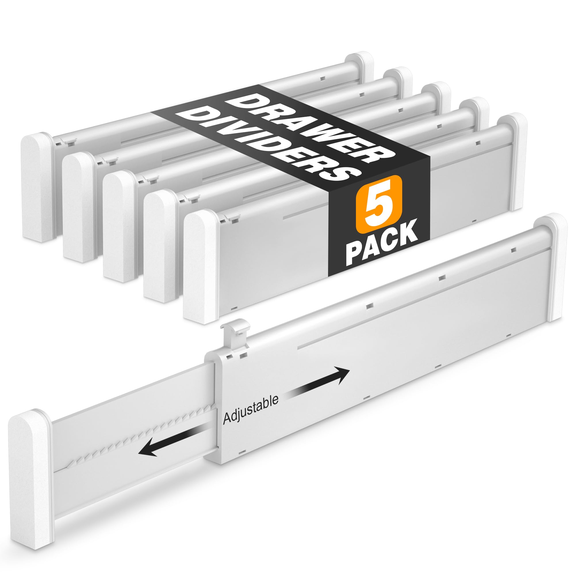 HiYZ Expandable Drawer Dividers - 12.6-22.8'' Adjustable Drawer Divider Organizers for Kitchen Utensils, Drawer Separators in Be