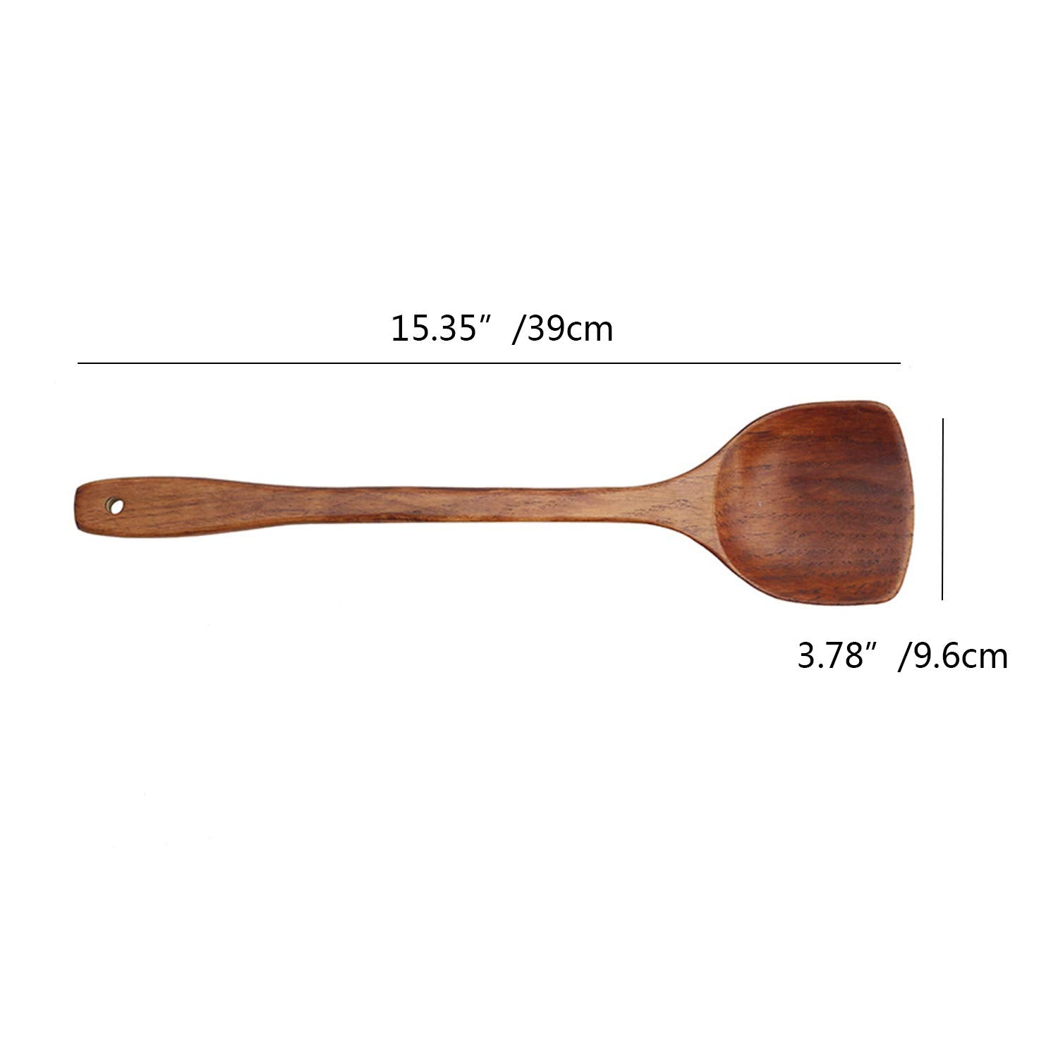 Wooden Spatula, 2Pcs Long Handle Flat Non-Stick Kitchen Cookware For Mixing And Cooking, 15.35