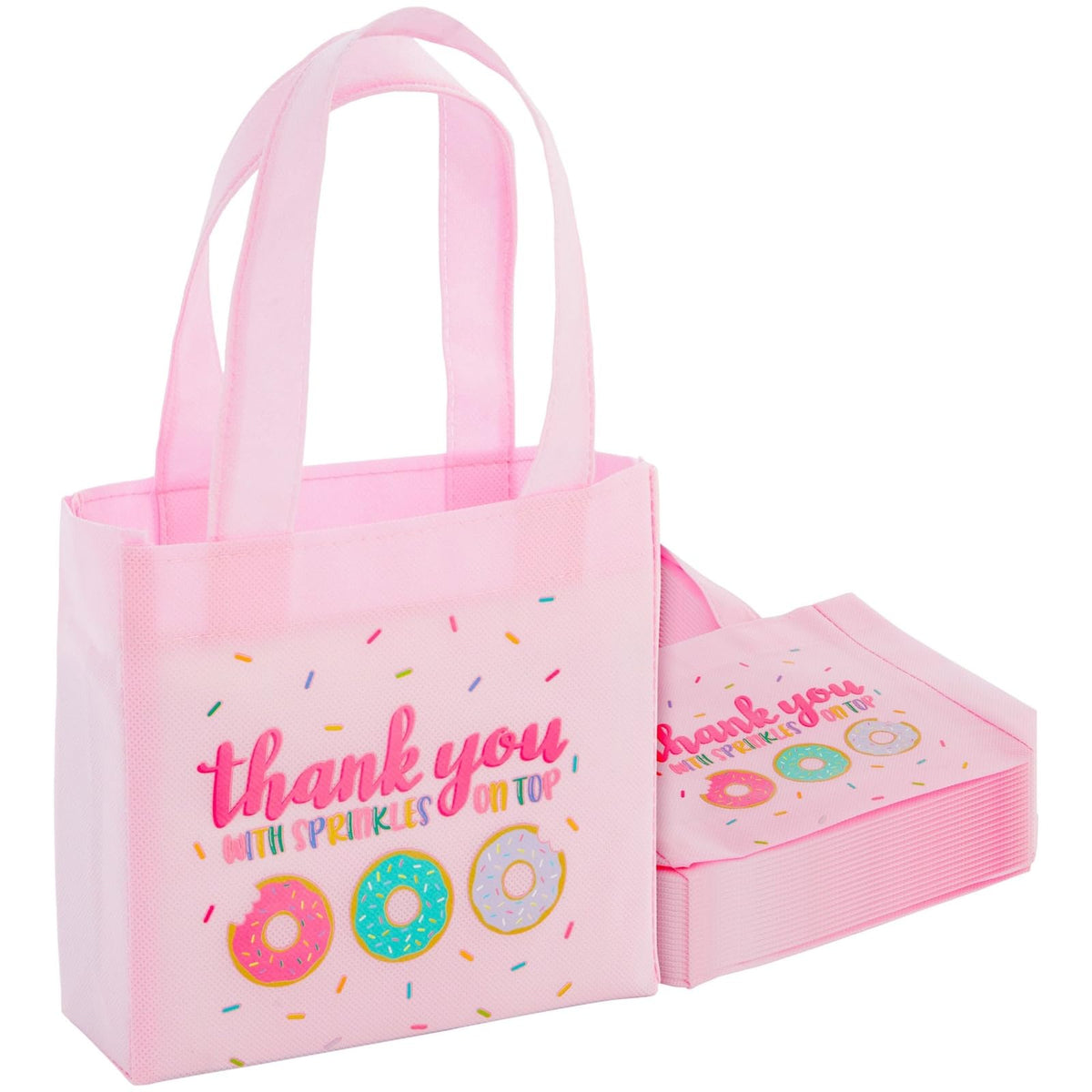 Blue Panda - 24 Pack Donut Goodie Bags - Pink Donut Theme Party Favor Totes For Girl'S Birthday, Baby Shower, Special Event (6.5