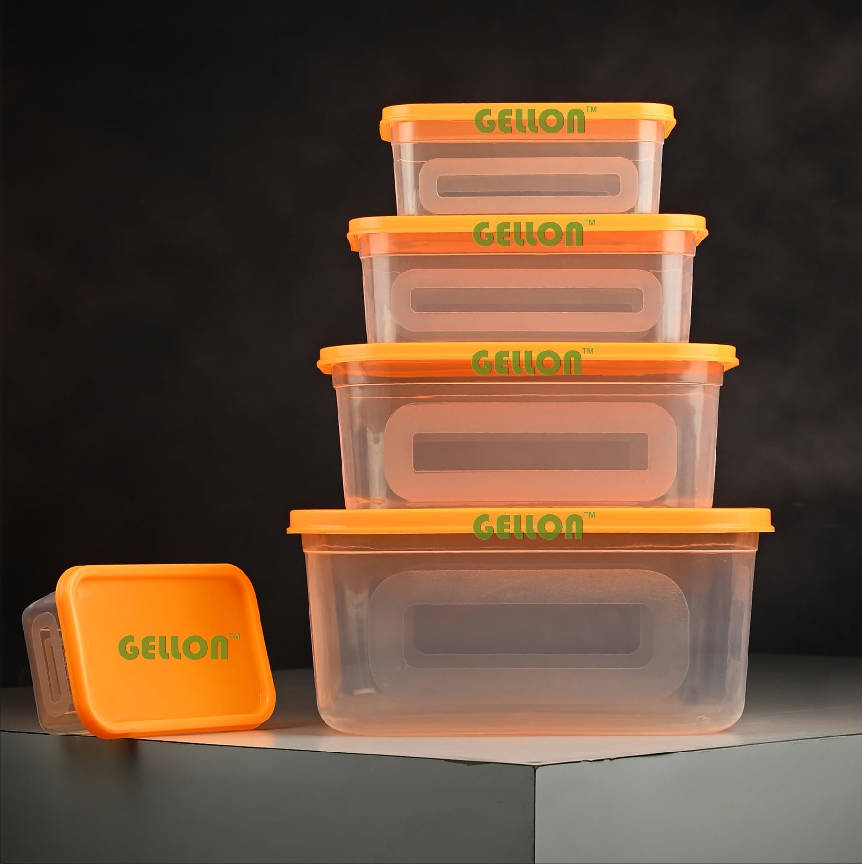Gellon Rectangular Transparent Plastic Food Grade Storage Container With Air Tight Lid Kitchen Container And Freezer Storage Box
