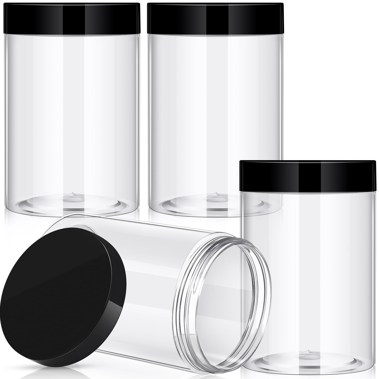 Patelai 4 Pieces Round Wide-Mouth Leak Proof Plastic Container Jars With Lids For Travel Storage Makeup Beauty Products Face Cre