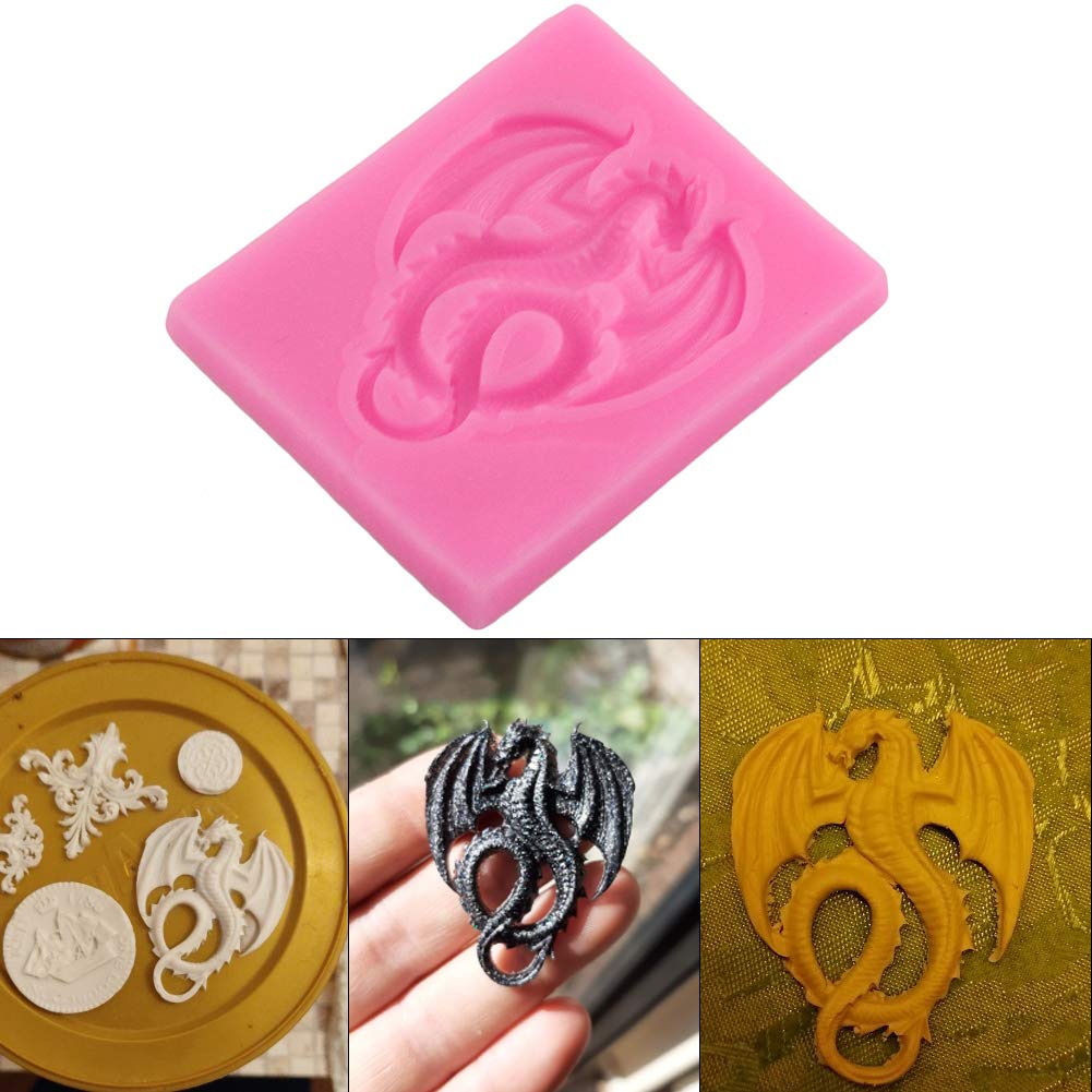 6 Pieces Flying Dragon Silicone Mold Cute Dragon Fondant Mold Animal Dragon Chocolate Mold Baking Mould Tool For Cake Decorating