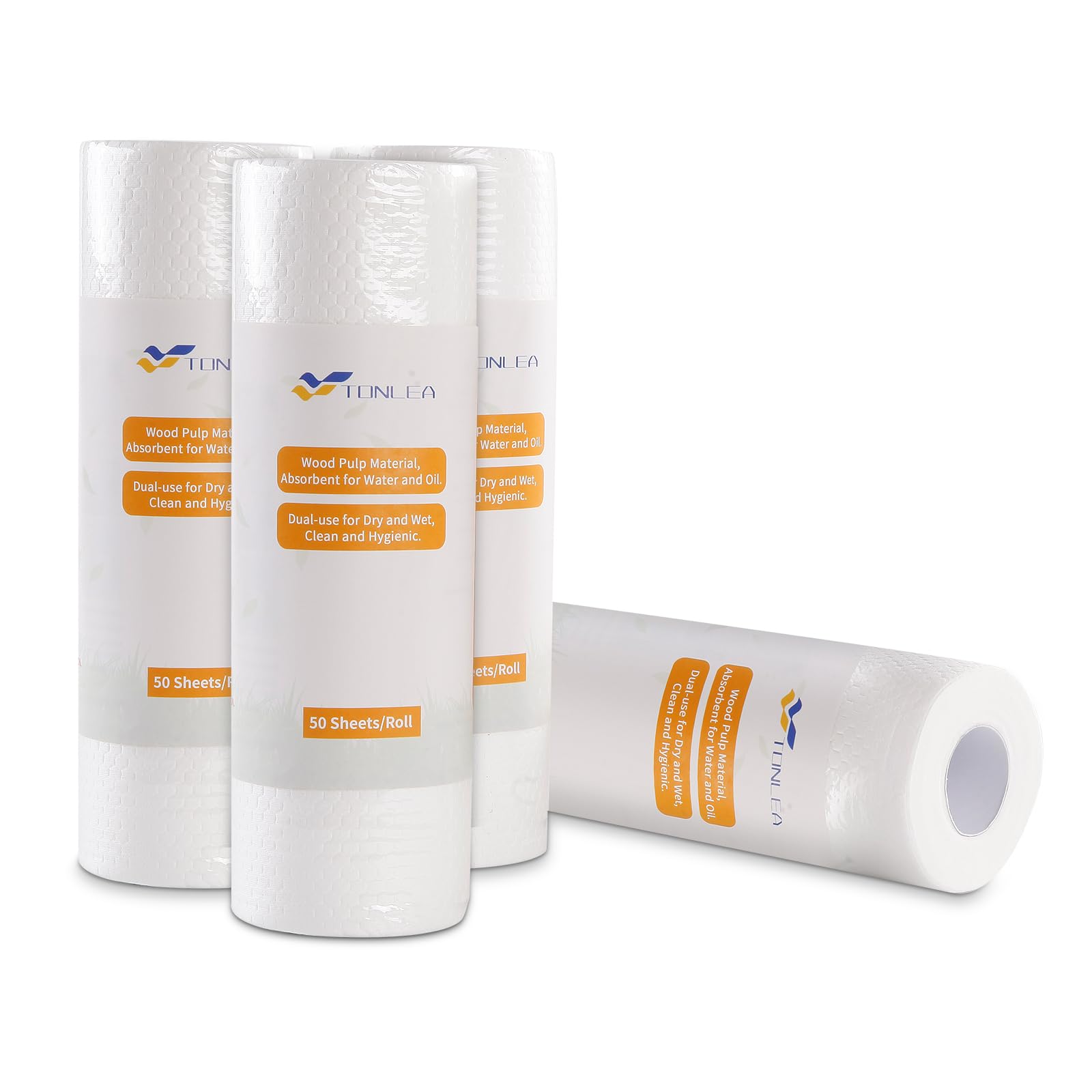 Tonlea Paper Towels 4 Rolls 200 Sheets, Washable And Reusable Paper Towels Rolls For Kitchen And Daily Use, Safe Pp- Wood Pulp C