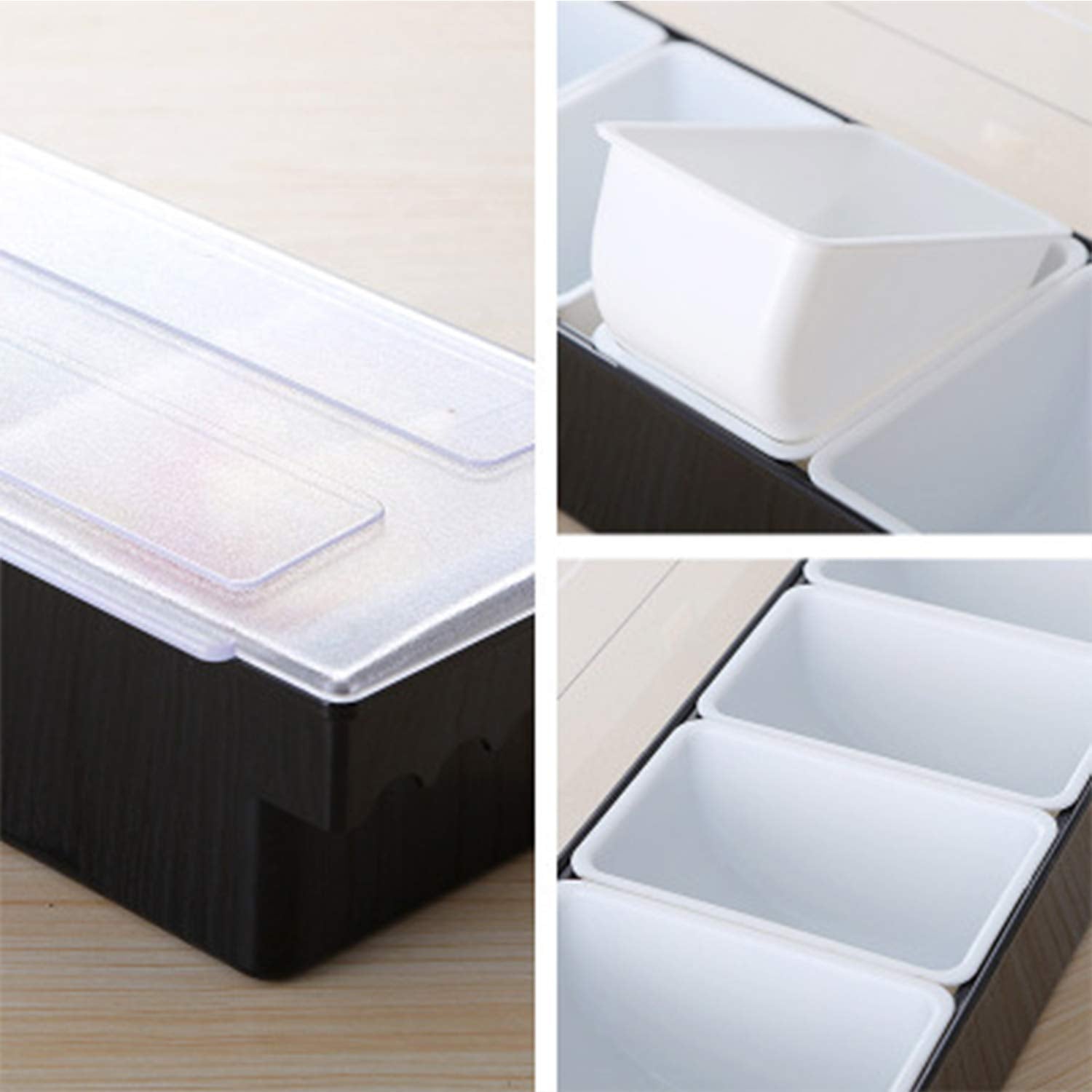 Sb Goods Ice Cooled Condiment Serving Container, Iced Cooled Garnish Station Serving Tray With Lid For Home Work Or Restaurant S
