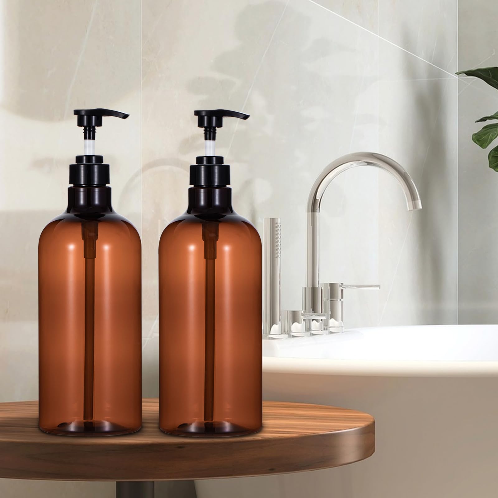Yebeauty Pump Bottle Dispenser, 33.8Oz 1000Ml Plastic Shampoo Pump Bottles Shower Soap Dispenser Empty Refillable Containers For