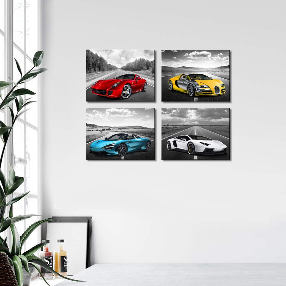 Black And White Wall Art Car Poster Decor Framed Car Art For Man Boys Bedroom D  Cor Sports Posters Office Room Decor Gift For T