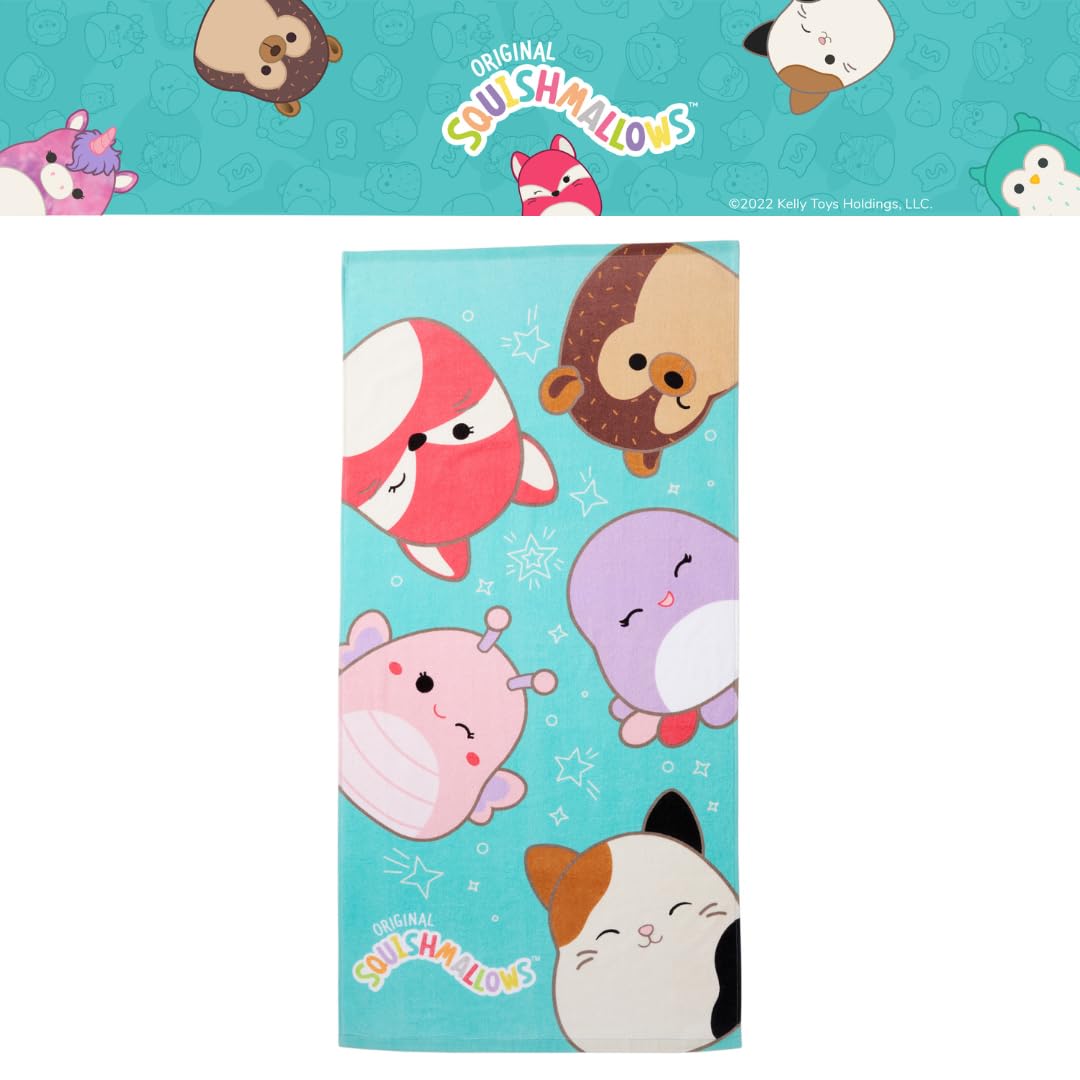Franco Squishmallows Kids Bath/Pool/Beach Soft Absorbent Cotton Terry Towel With Washcloth 2 Piece Set, 50 In X 25 In, (Official
