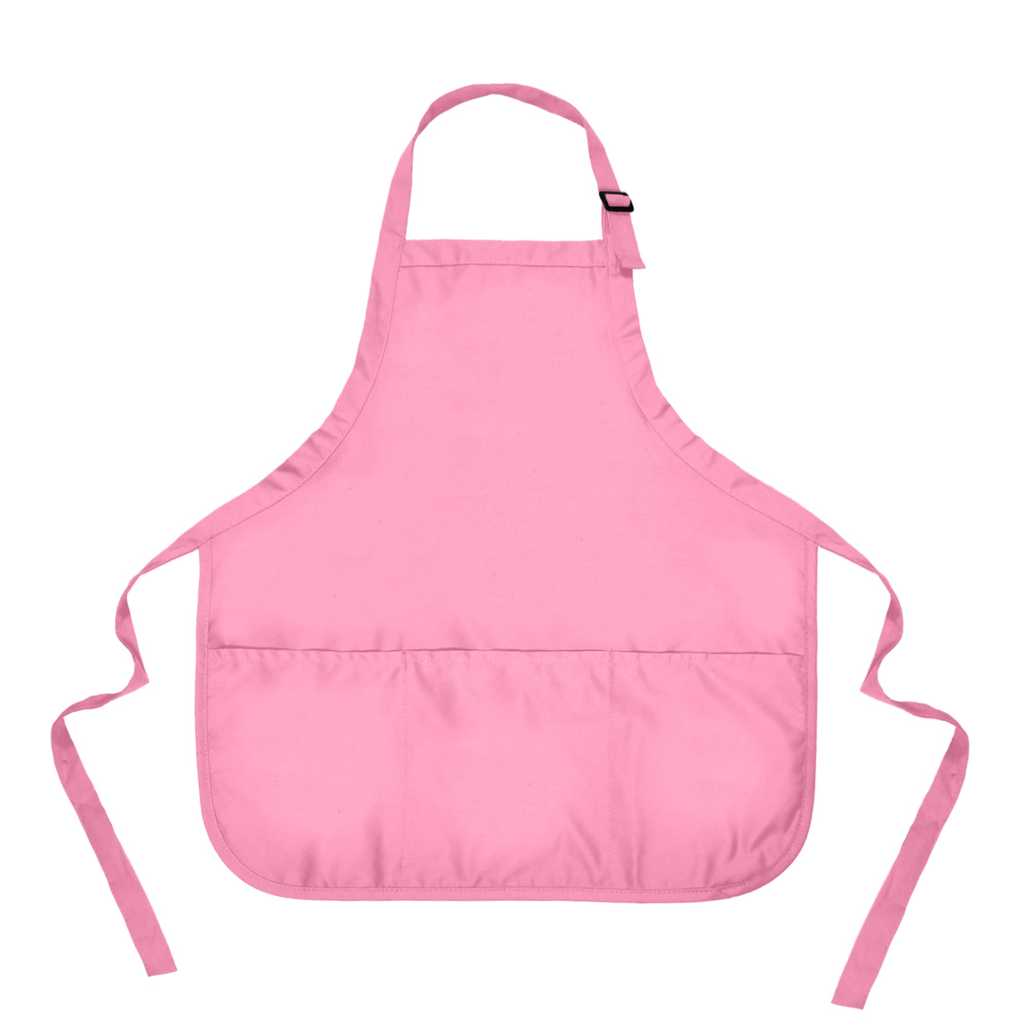 Apron Commercial Restaurant Home Bib Spun Poly Cotton Kitchen Aprons (3 Pockets) (1, Pink) By Dalix