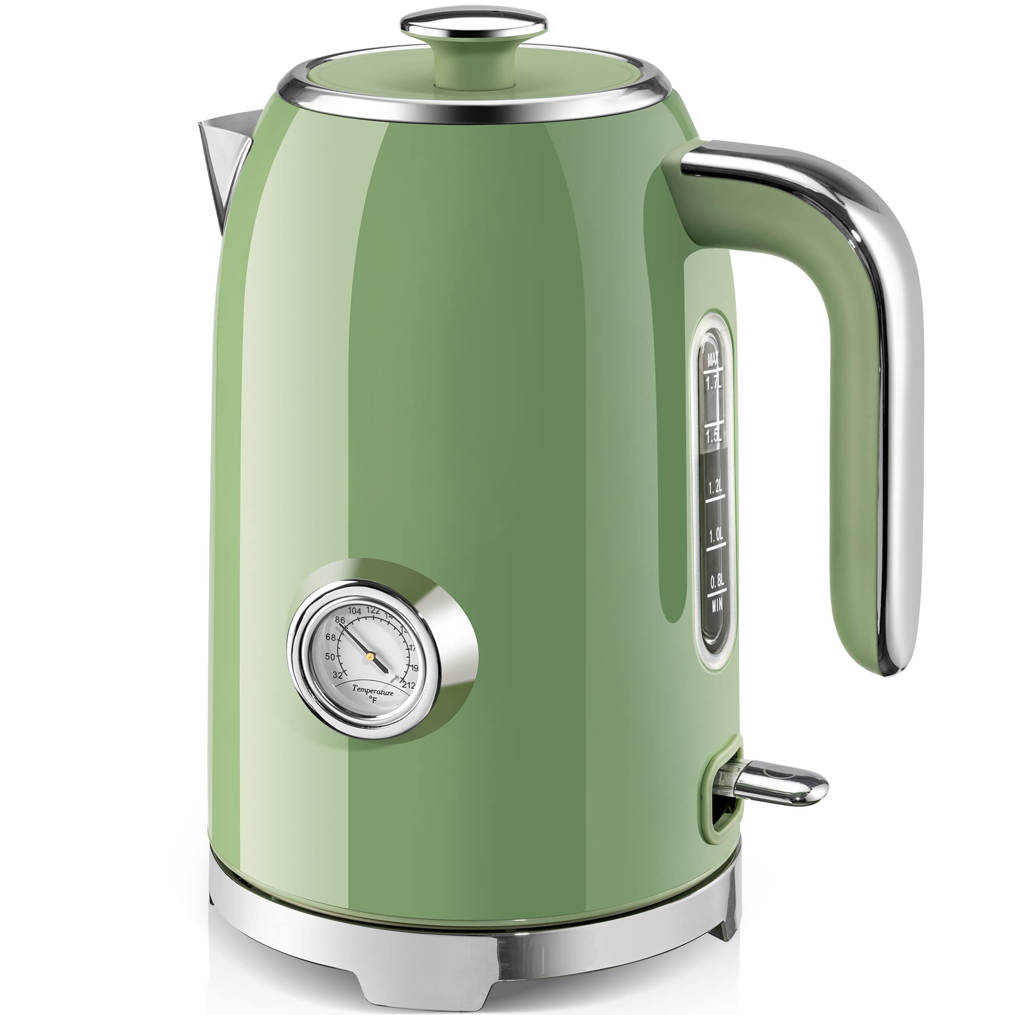 Susteas Electric Kettle - 57Oz Hot Tea Water Boiler With Thermometer, 1500W Fast Heating Stainless Steel Pot, Cordless Led Indic