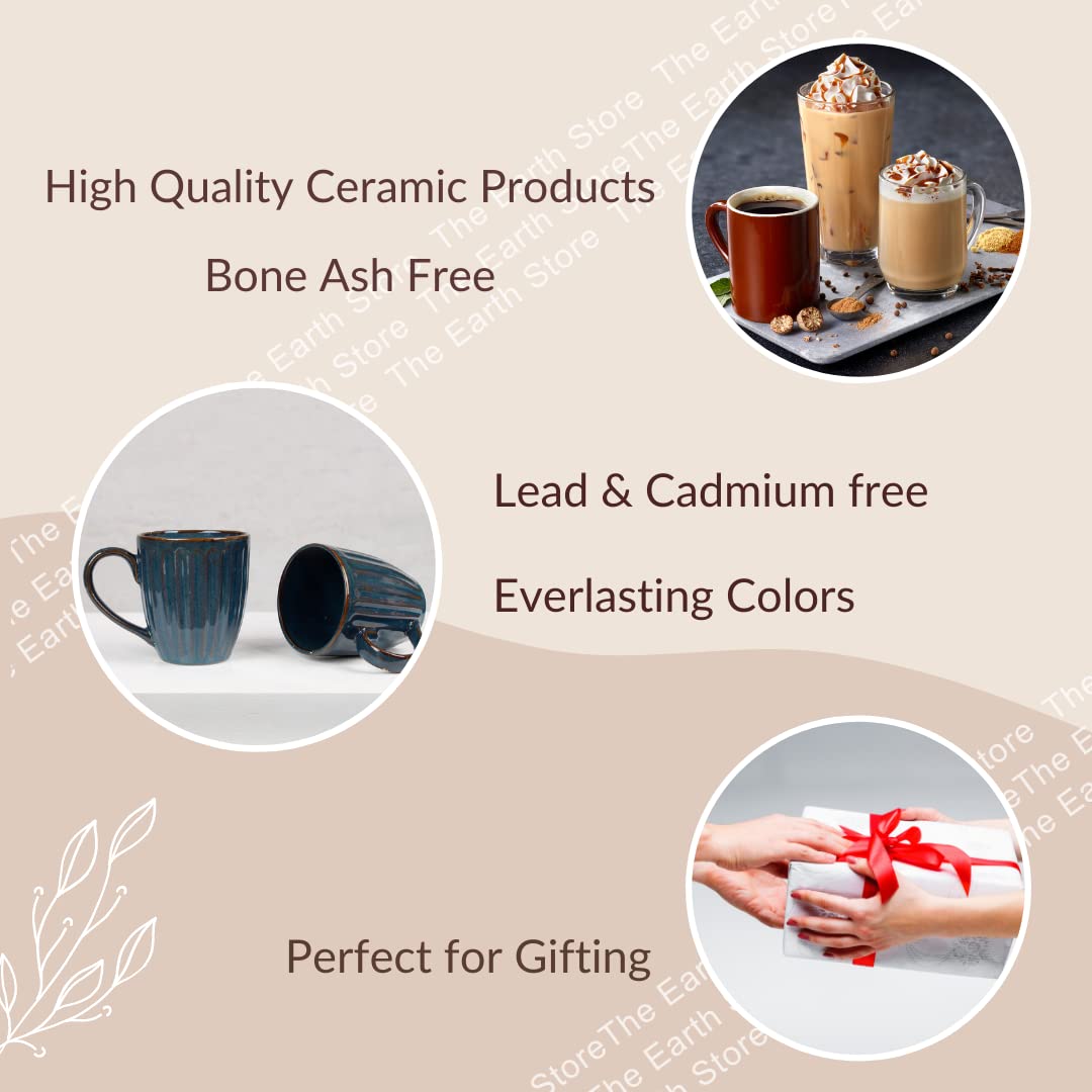 The Earth Store Glam Studio Coffee Mug Set of 6 Ceramic Mugs to Gift to Best Friend, Tea Mugs, Microwave Safe Coffee Mugs, Ceram