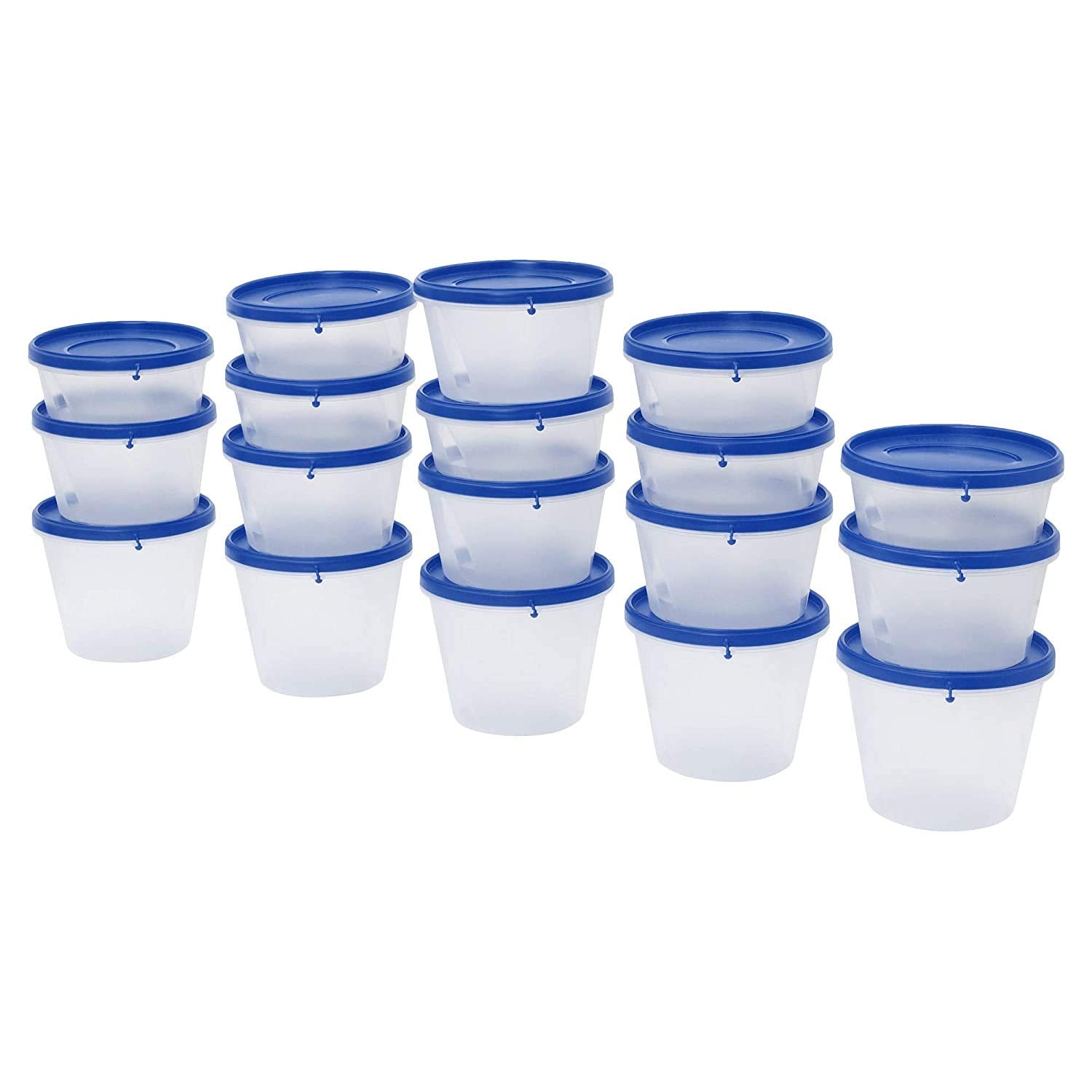 Simparte Nesterware Round Plastic Container Set Of 24 With 7X1L+8X750Ml+9X500Ml BpaFree LeakProof Stackable Nestable Reusable 