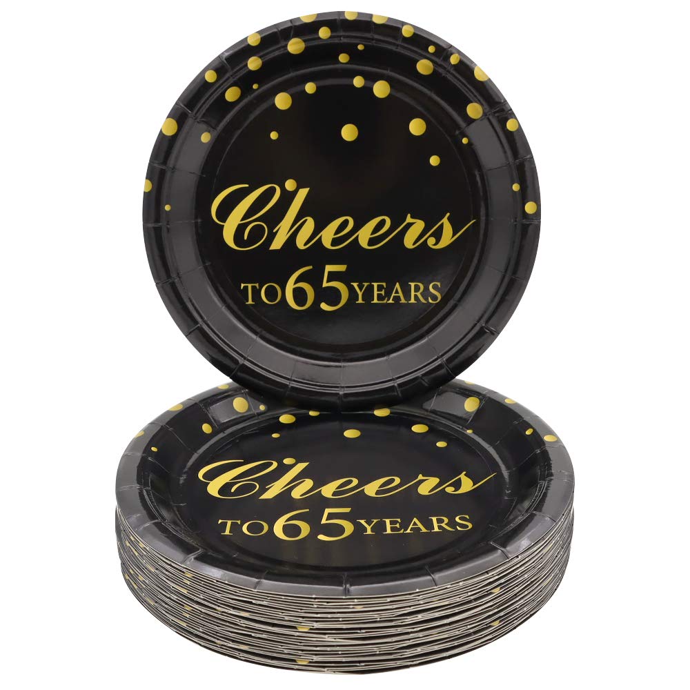 Pandecor 65Th Birthday Party Supplies,50 Pcs Cheers To 65 Years Disposable 7 Inch Paper Plates Dessert Plates For 65 Years Anniv