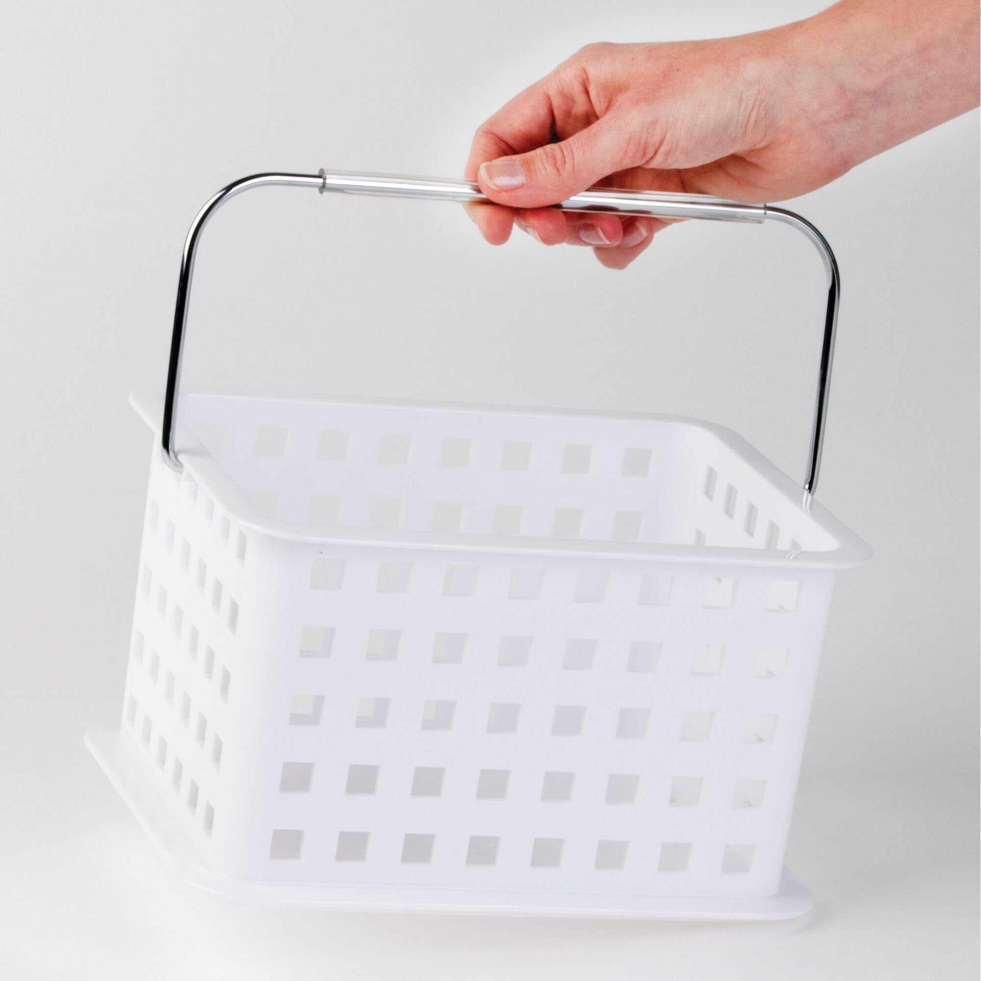 Idesign Plastic Shower Basket With Handle - Portable Shower Caddy - Set Of 3 - White