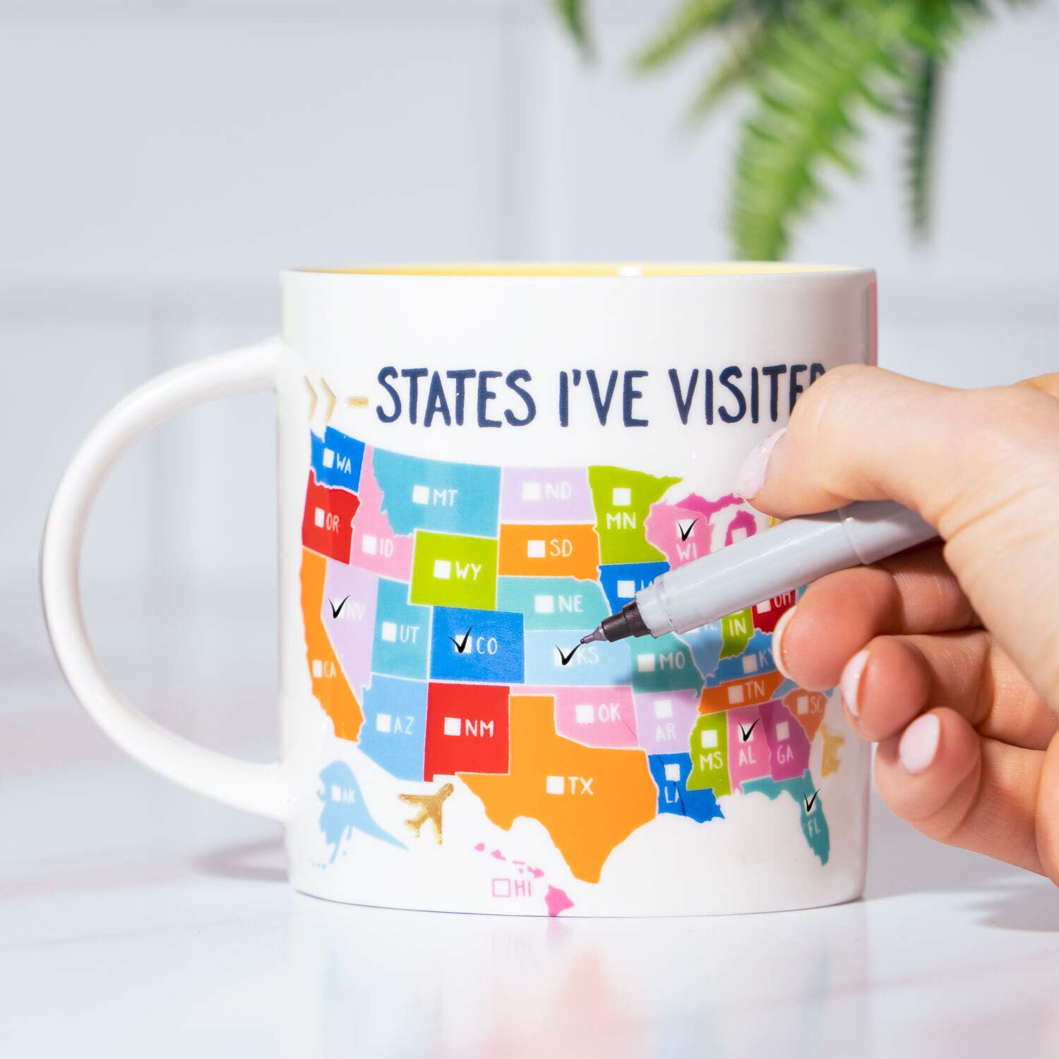 Soleil Home Porcelain Coffee Mug | States I 'Ve Visited