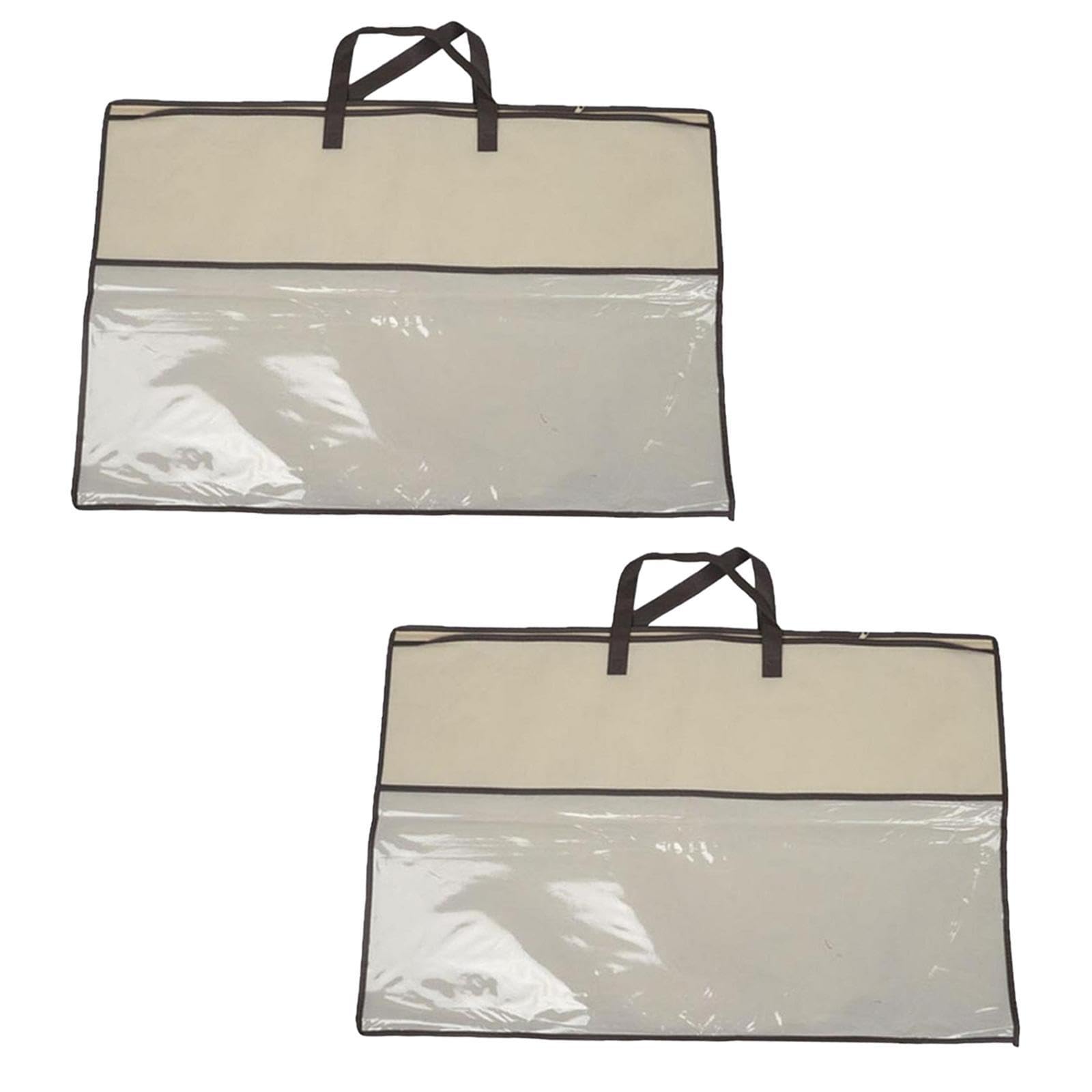 Trendivibe 2 Pieces Pillow Storage Bag Zipper Tote Bag For Comforters Beddings Blankets