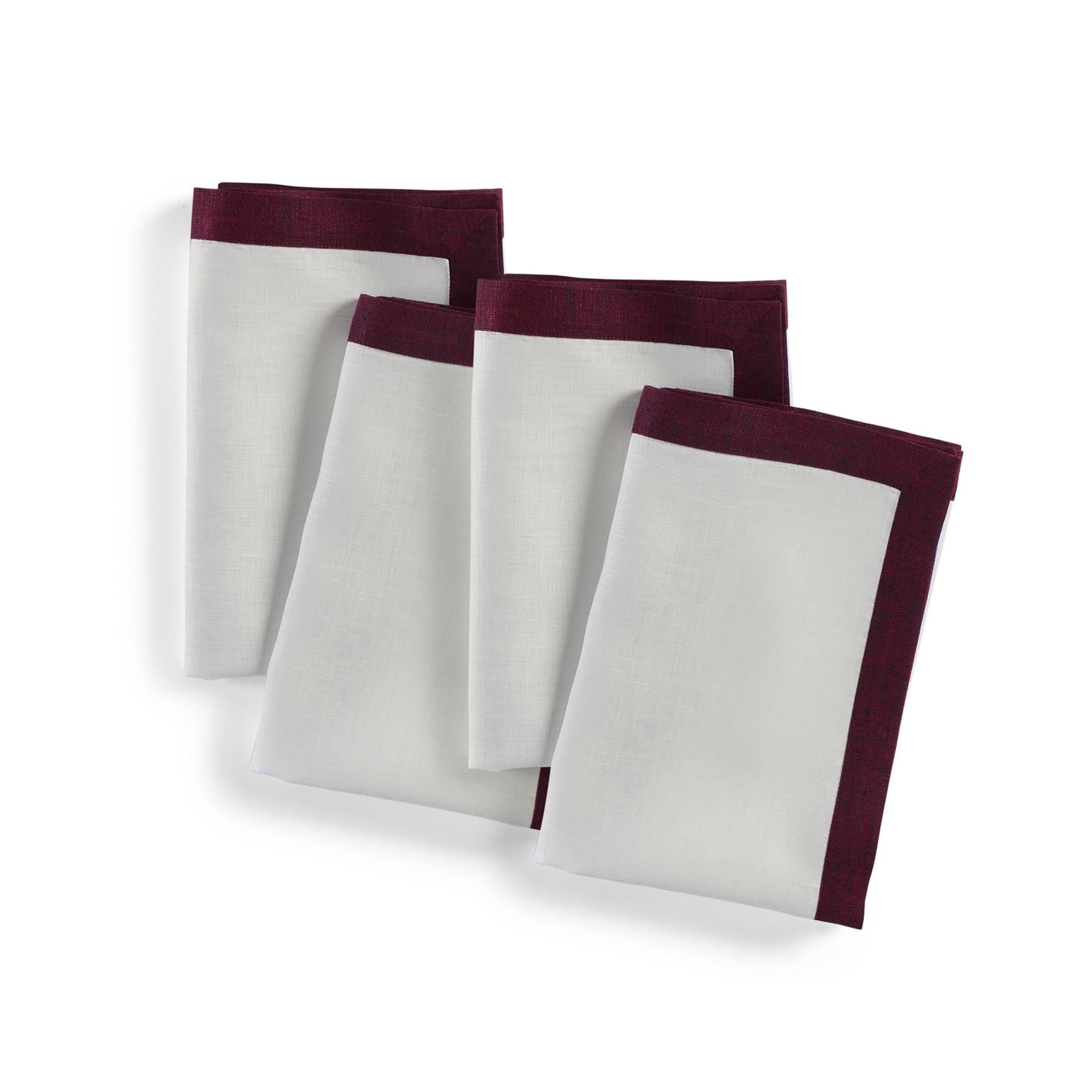 Solino Home Linen Dinner Napkins 20 X 20 Inch - 100% Pure Linen Red Garnet And White Cloth Napkins Set Of 4 For Spring, Easter -