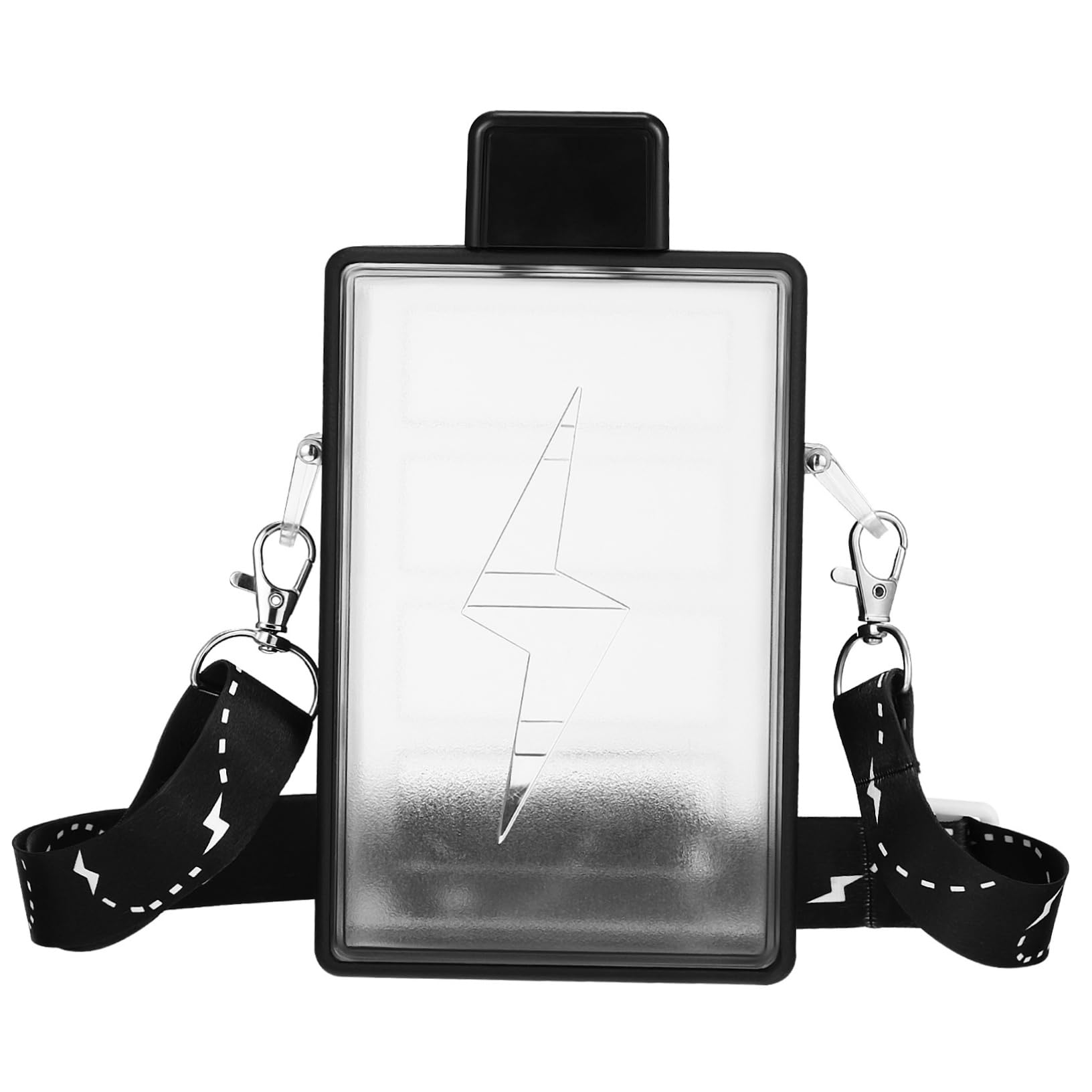 MOKKHNB Rectangular Sports Water Bottle Flat Water Bottle for Purse Portable with Adjustable Strap Slim Travel Kettle for Gym Ru