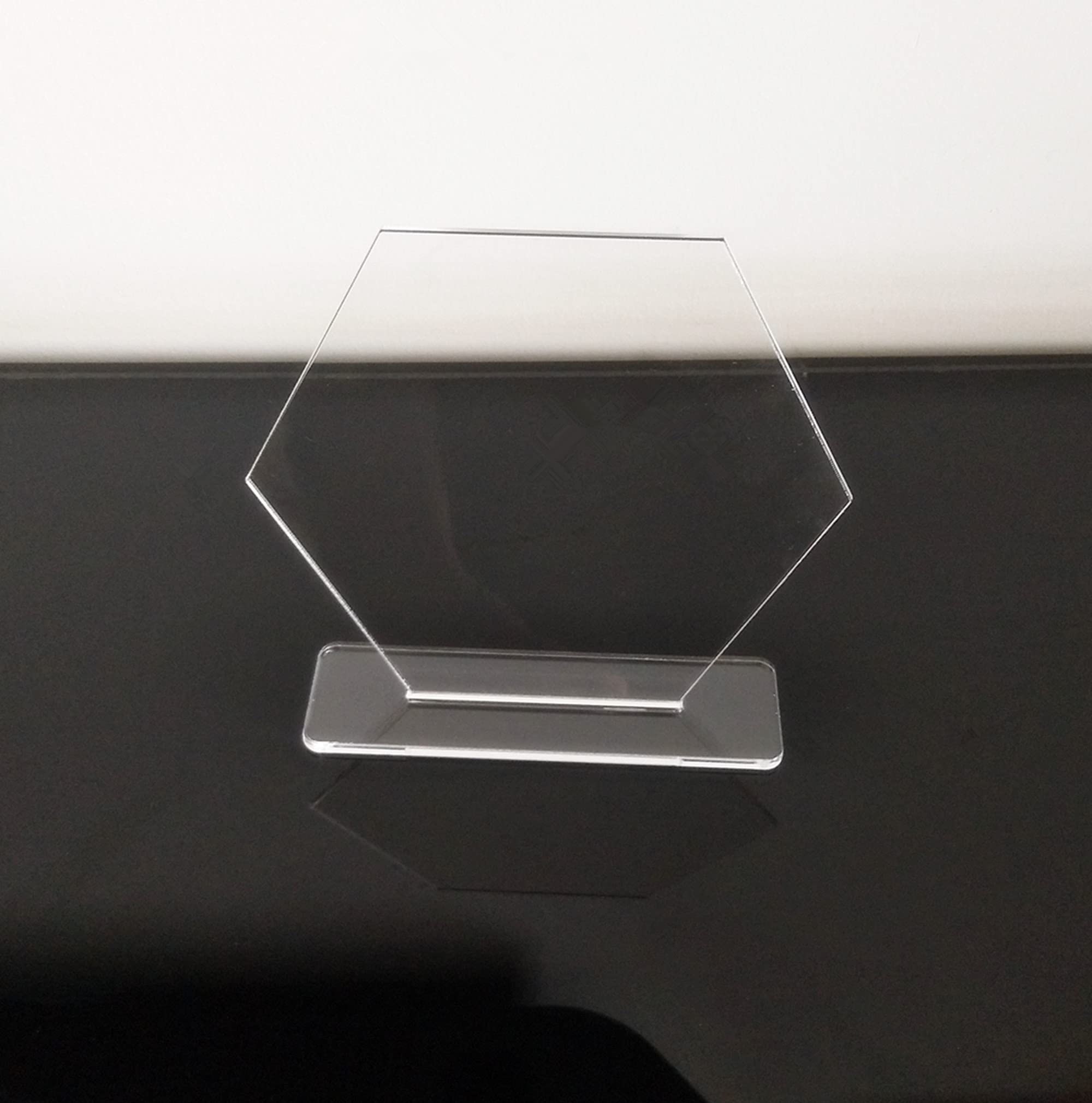 5 Sets Acrylic Blanks Hexagon With Stand,Diy Clear Wedding Signs,Personalized Hand Lettered Table Numbers (5.5'')