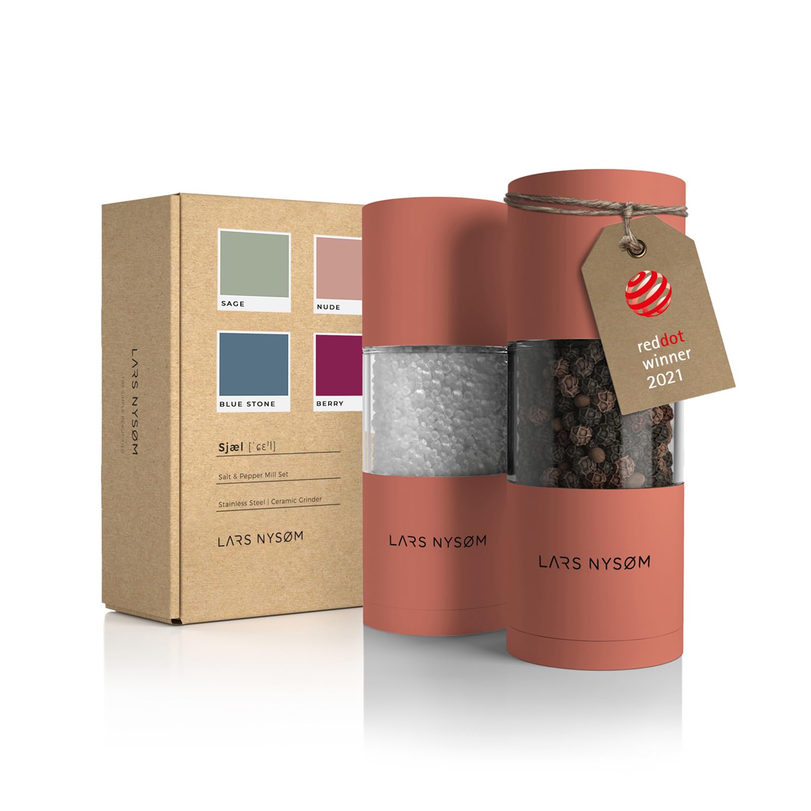 Lars Nysm Salt And Pepper Grinder Set I Salt And Pepper Mills With Adjustable Ceramic Grinder 2 Pieces I Manual Design Spice Mil