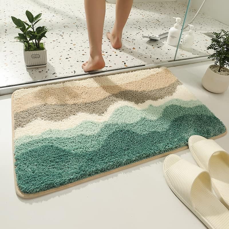 Roseate Wave Super Soft Anti Skid (40X60 Cm) Super Absorbent Mats Microfibre 2000 Gsm Door Mats For Home/Bathroom/Bedroom/Kitche