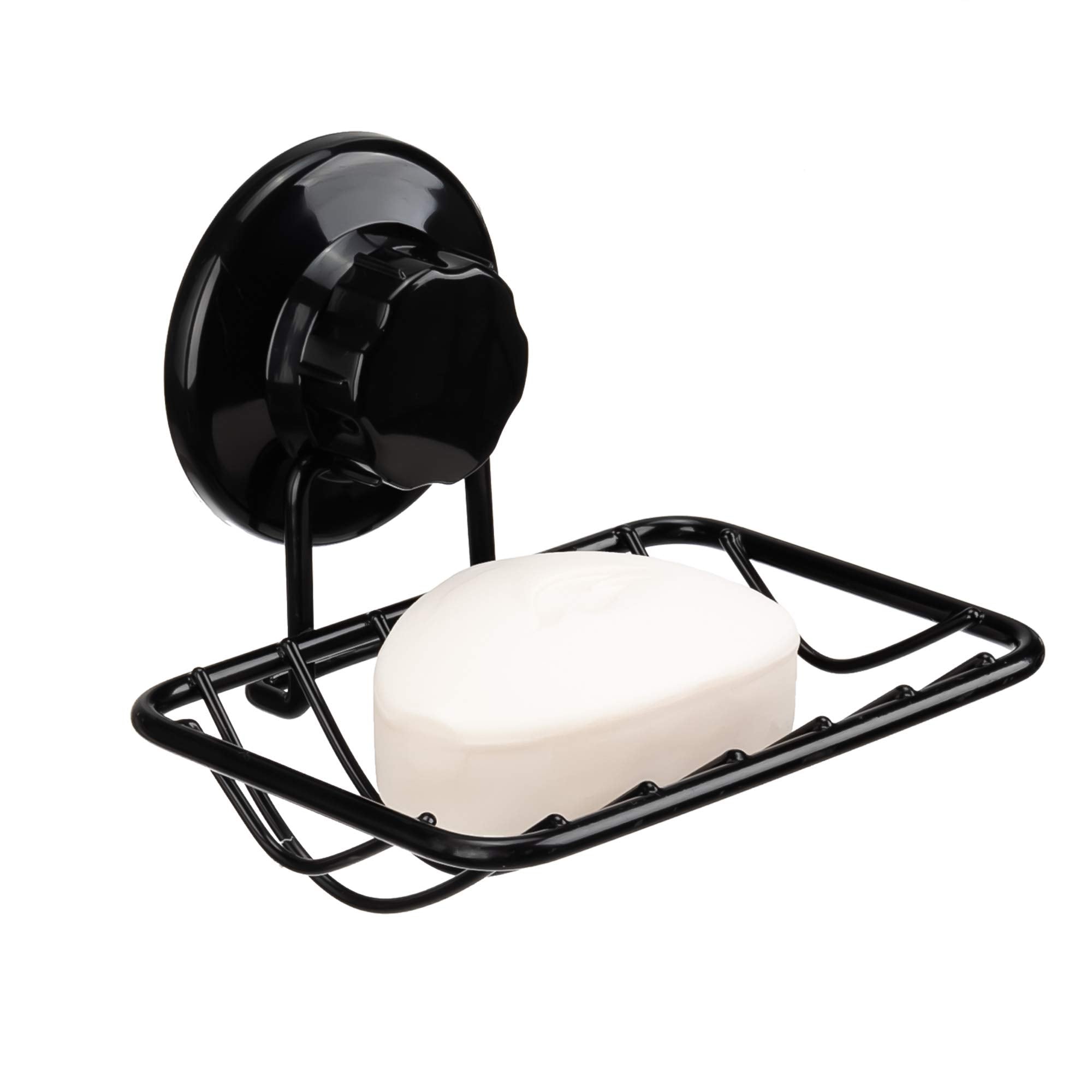 iPEGTOP Super Powerful Vacuum Suction Cup Shower Soap Dish - Strong Rustproof Stainless Steel Soap Saver Sponge Holder for Bathroom & Kitchen Sink  Black