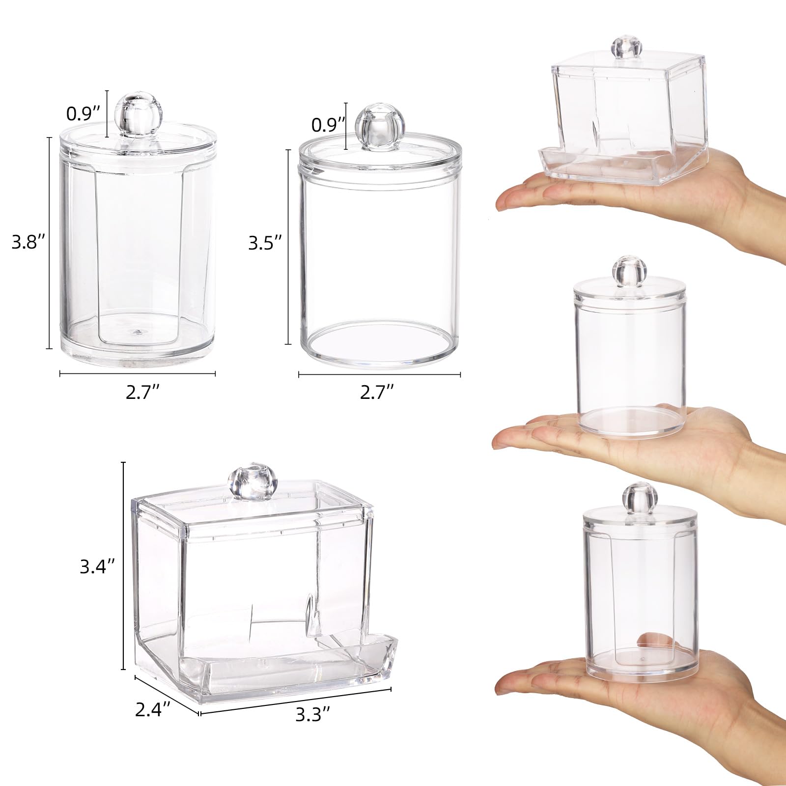 Tbestmax Bathroom Organizer Accessories Set-10 Oz,7 Oz Qtips Holder Storage With Lids, Cotton Ball/Swabs Dispenser, Apothecary C