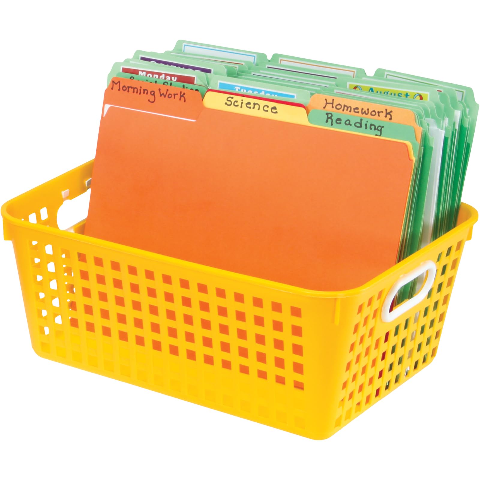 Really Good Stuff Large Plastic Book Baskets, 13'' By 10'' By 5'' - 12 Pack, Yellow| Classroom Library Organizer, Toy Storage, M