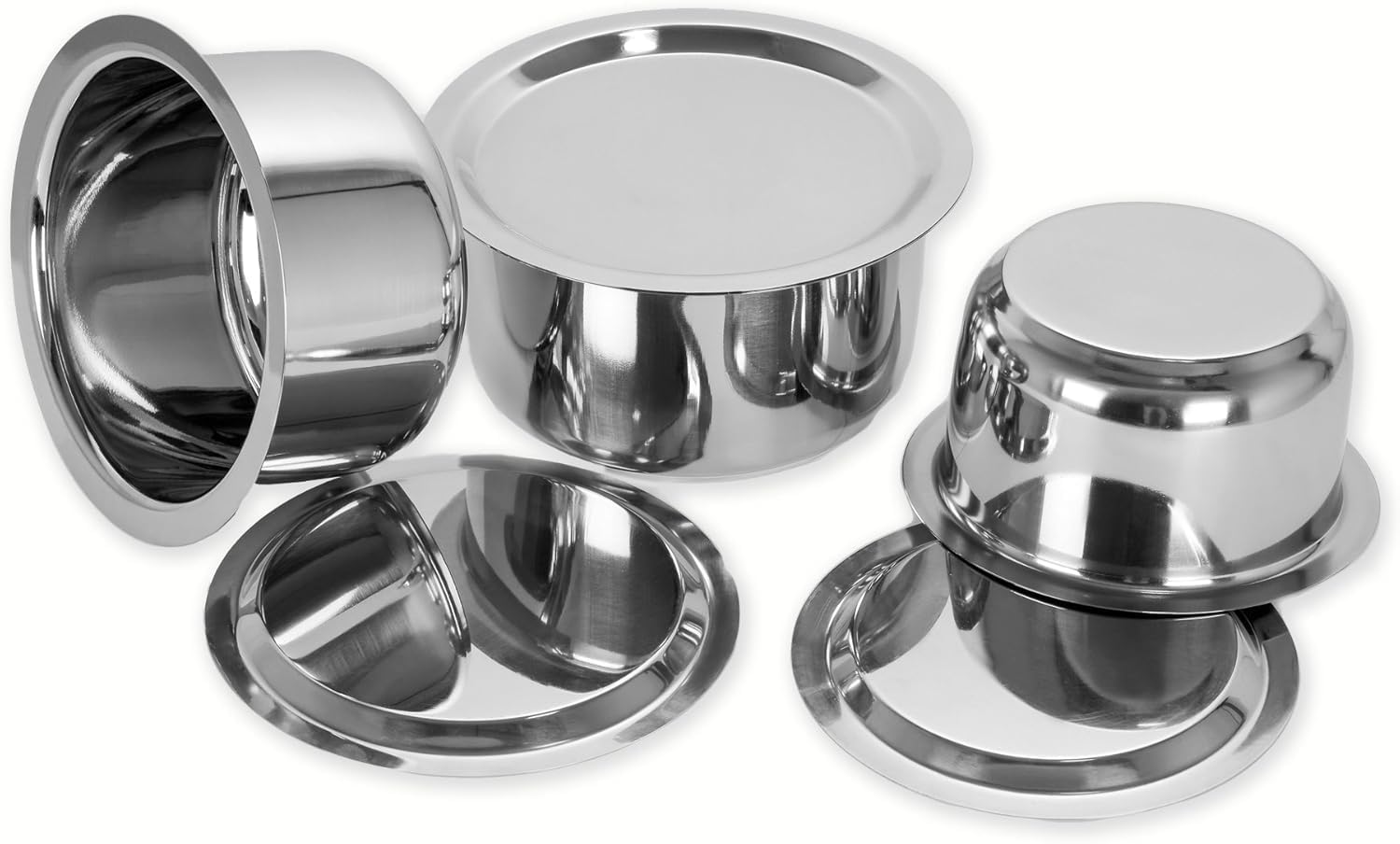 SMDE 3 Pcs Stainless Steel Induction & Gas Stove Friendly Container Set/Tope/Cookware Set With Lids Size No.10 To No.12
