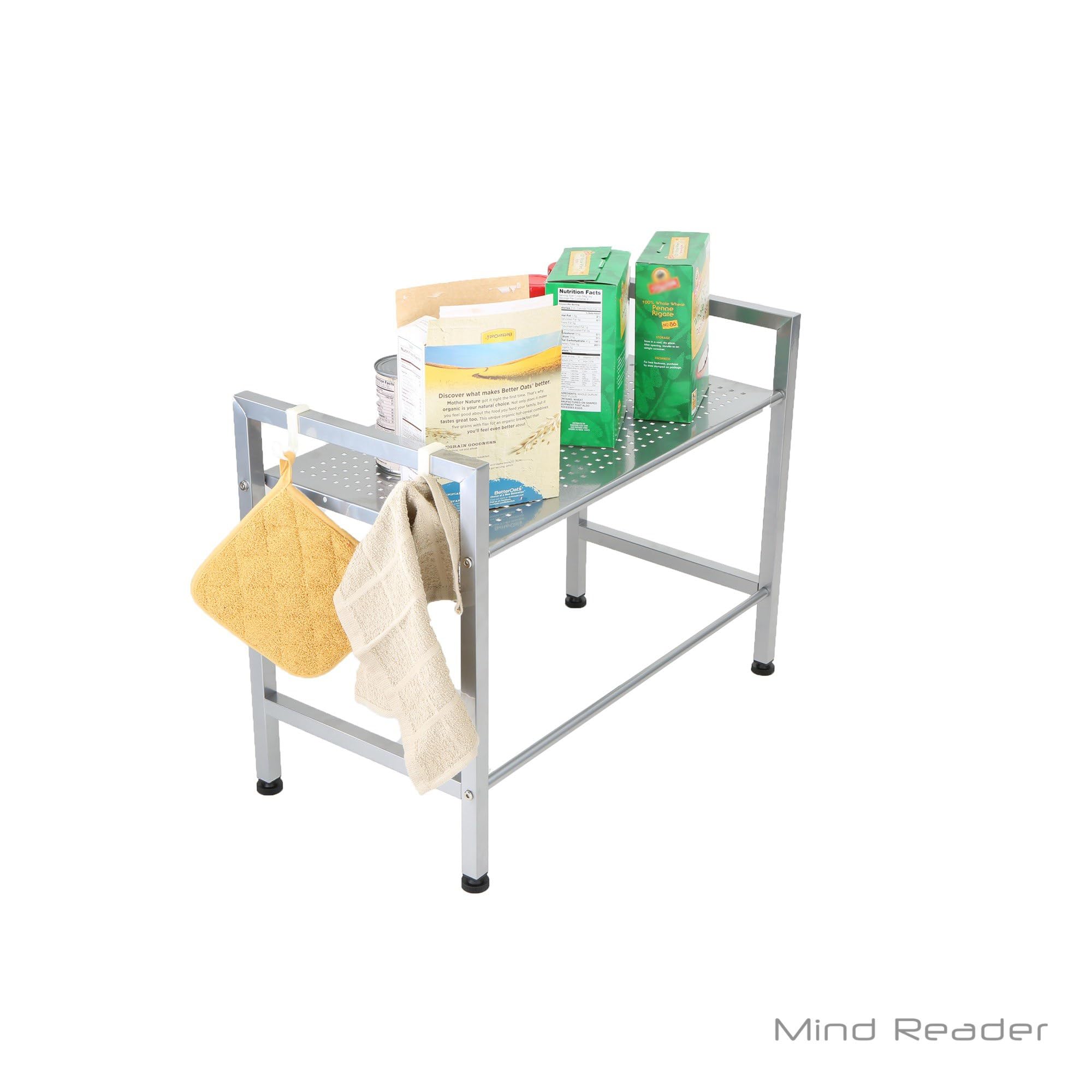 Mind Reader Kitchen Storage, Microwave Stand, Shelf Organizer, Rack Shelf, Metal, 23.75''L X 12.75''W X 18.75''H, Silver