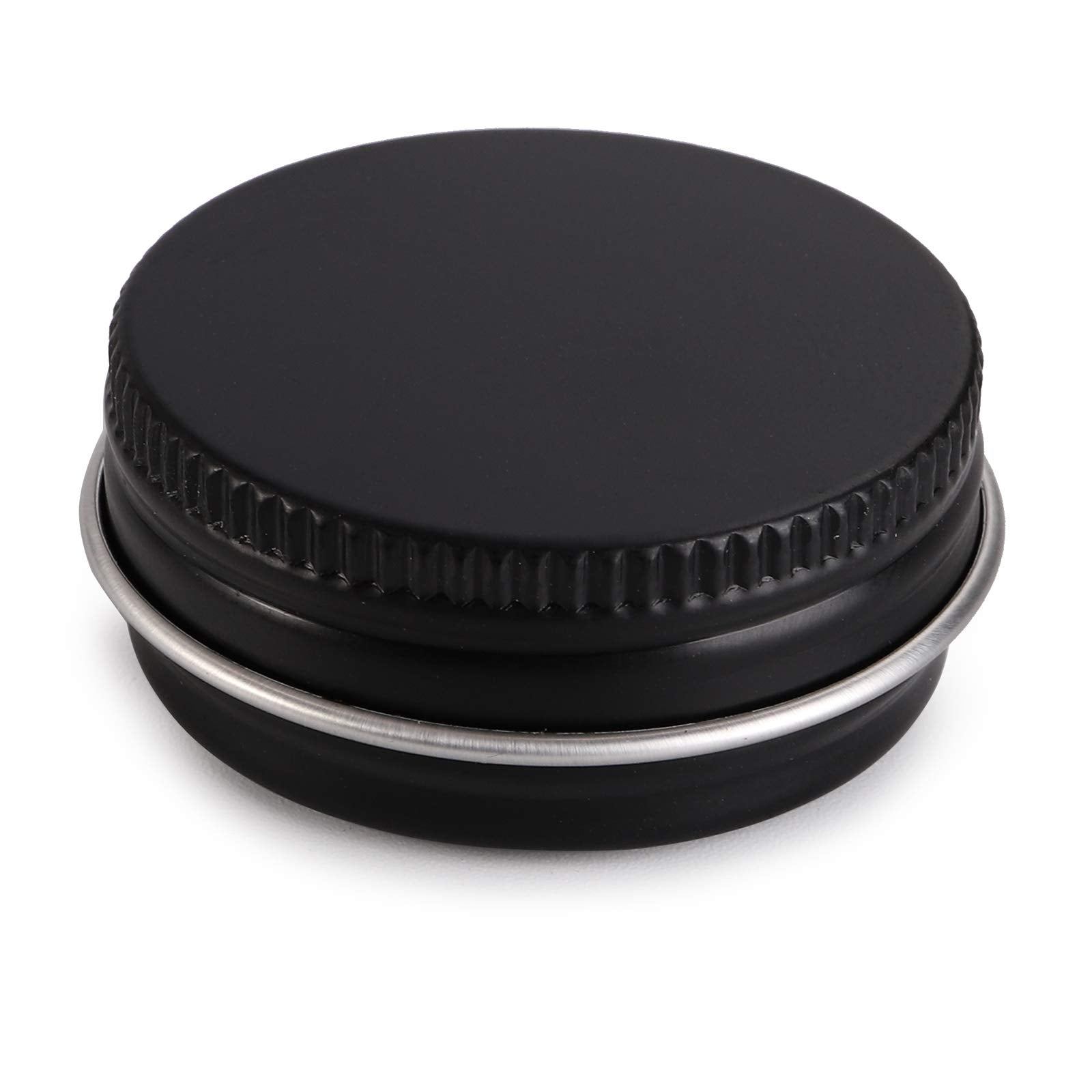 Foraineam 100 Pack 0.5 Oz Mini Aluminum Round Lip Balm Tin Containers With Screw Lid - 15Ml Metal Storage Travel Tins Matte Blac