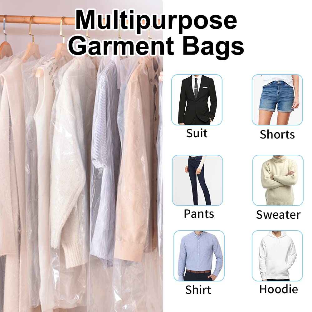 Beishida 120Pcs 35.5 Inch Plastic Garment Bag Dry Cleaner Bags Clear Plastic Bag Dry Cleaning Laundry Bags For Clothes Cover Han