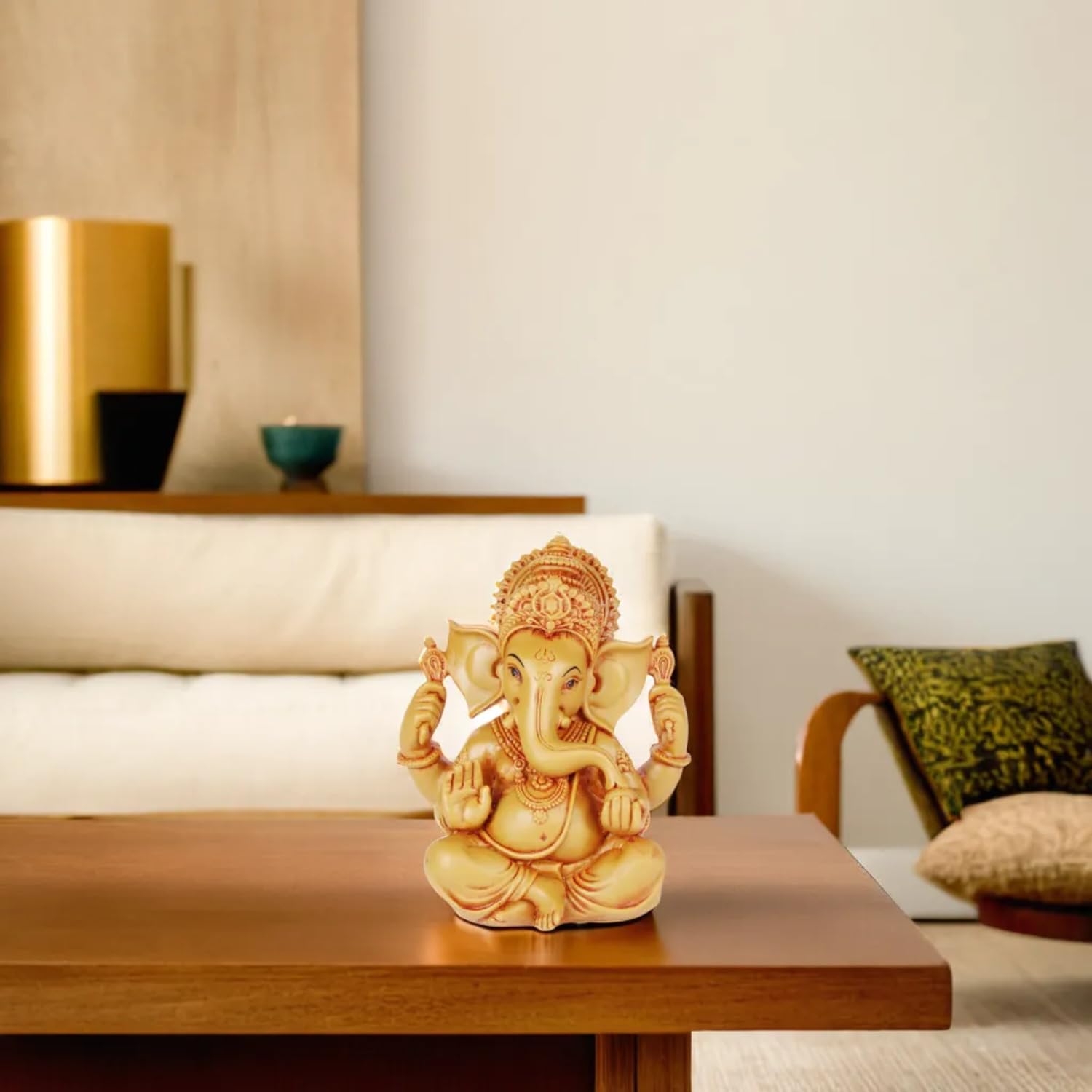 Kartique Ganesha Bhagwan With Modak Mangalkari Ganesh Idol Ganpati Murti Statue Home Office Entrance Car Dashboard Height 6 Inch