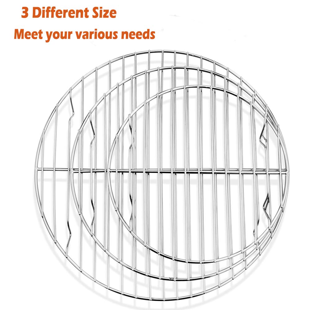 P&P Chef Round Cooking Rack, 3 Pcs (7    & 9    & 10   ), Baking Cooling Steaming Grilling Rack Stainless Steel, Fits Air Fryer/