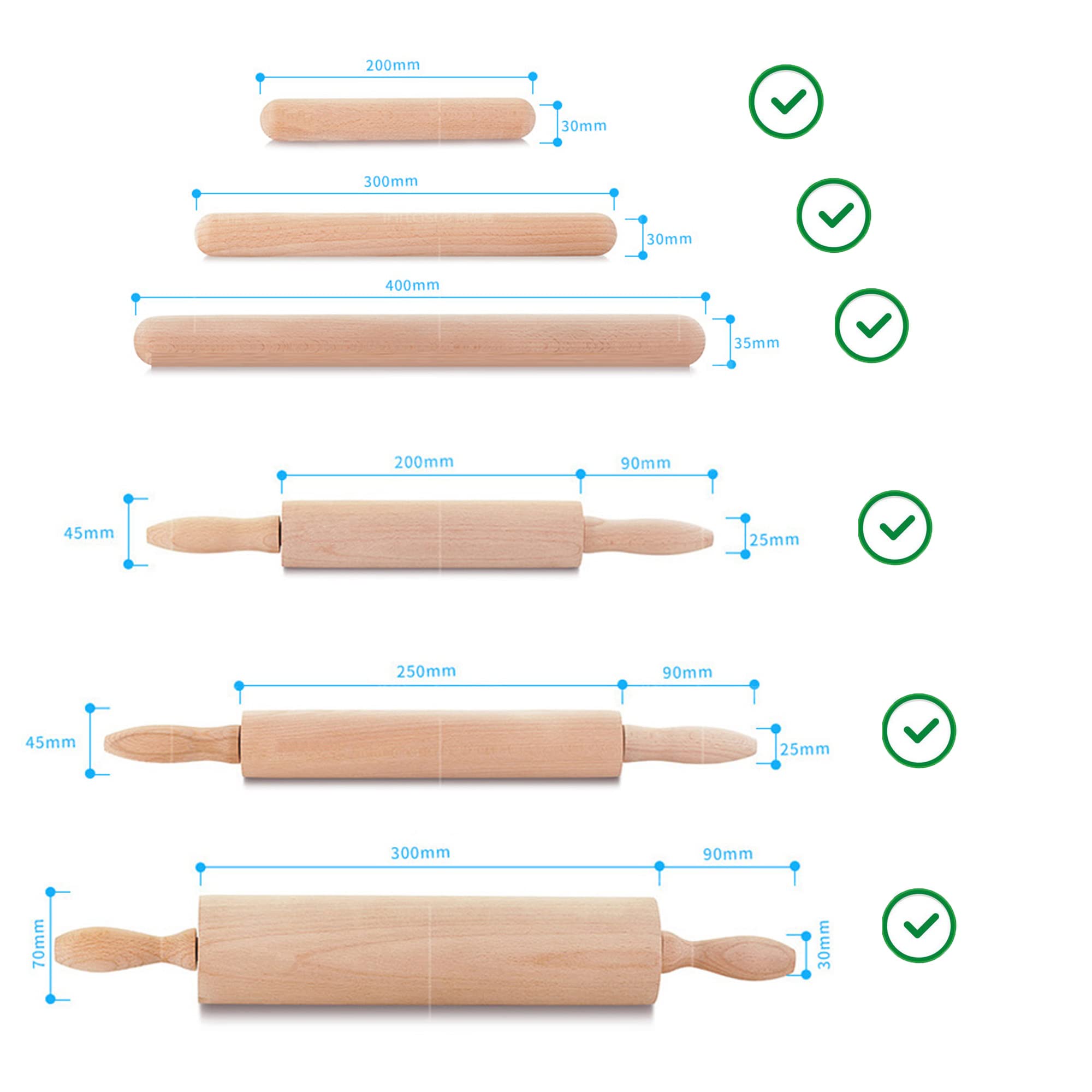 Yyst Rolling Pin Holder Rolling Pin Display Rack Rolling Pin Storage - Hardware Included -W Style (2)