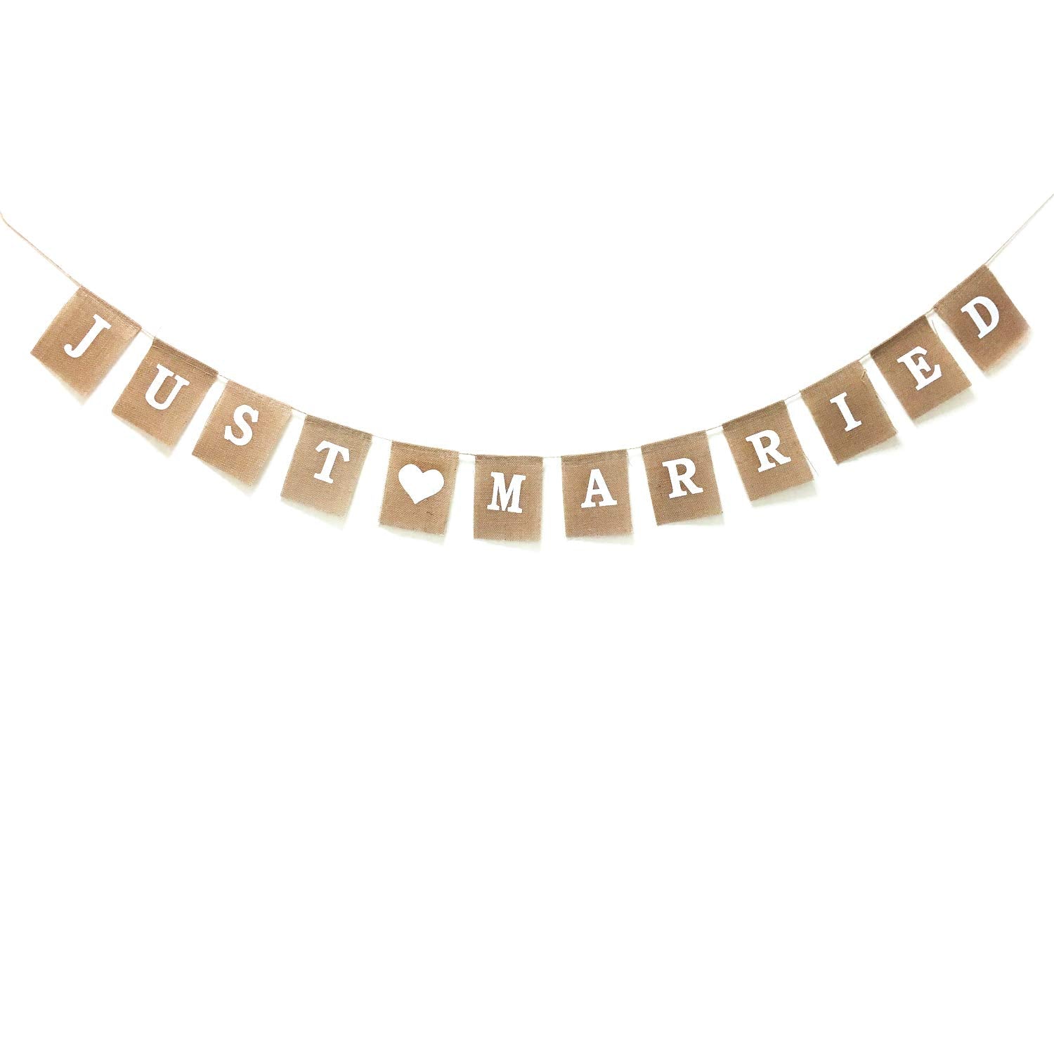 Honbay Just Married Bunting Banner Vintage Burlap Banner For Wedding, Bridal Shower, Bachelorette Party, Photo Props,Etc