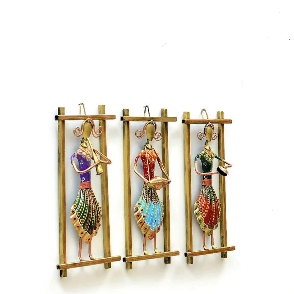 Collective Home Decor - Handmade Rajasthani Musician Showpiece For Wall Decoration For Living Room - Wall Decoration Items For B