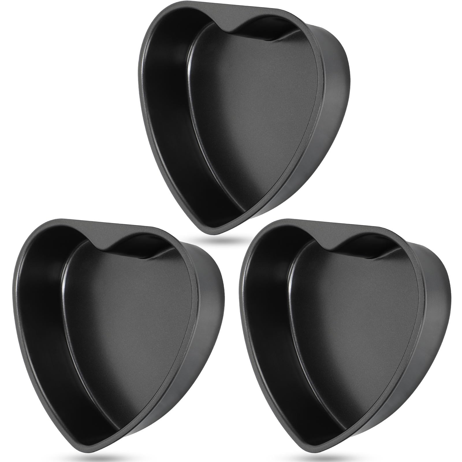 Mifoci 3 Pieces Heart Shaped Cake Pans Aluminum Cake Pans Heart Cake Mold For Baking Diy For Kitchen Wedding Party Valentine(Bla