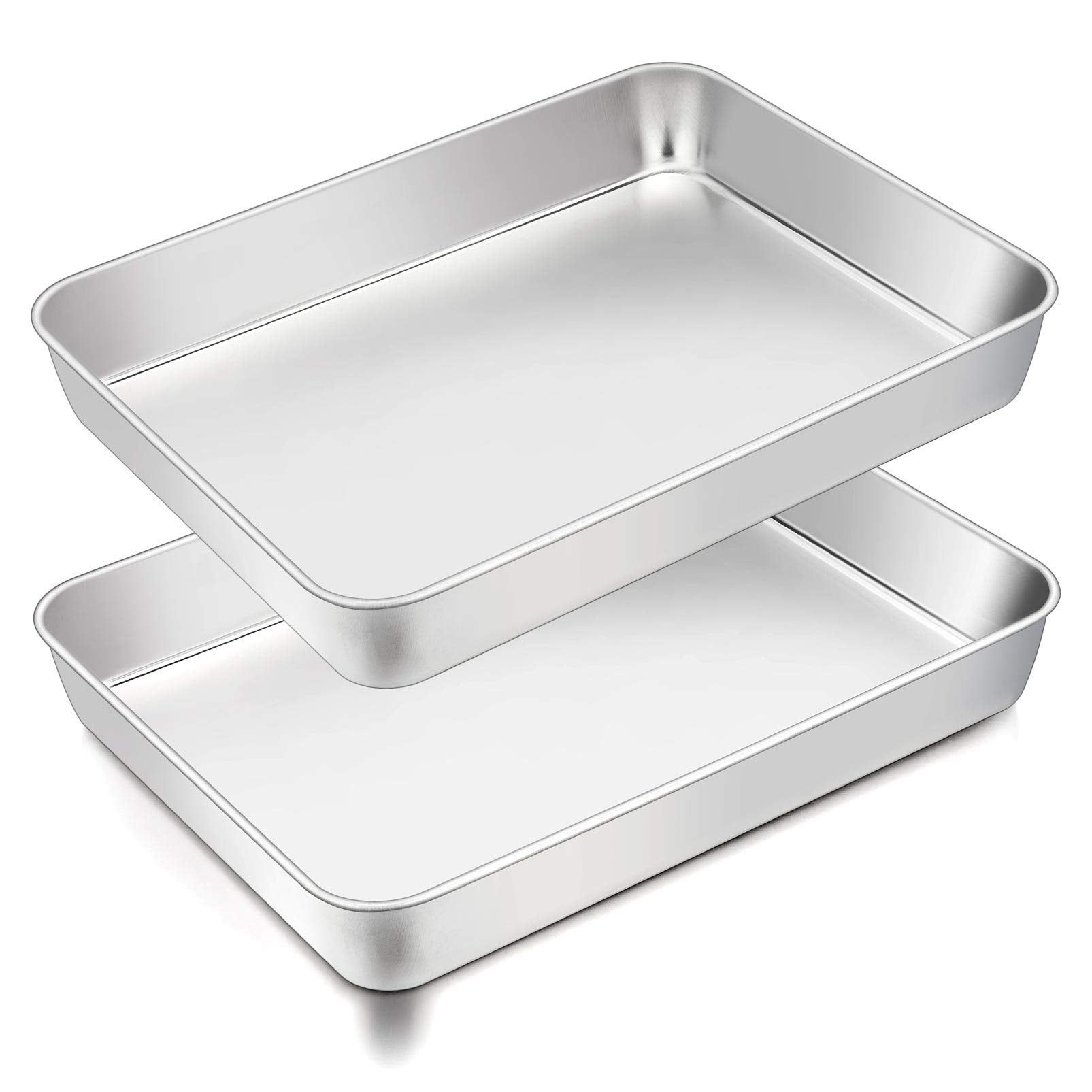 Teamfar Lasagna Pan, 12? X 9 X 2, Stainless Steel Rectangular Casserole Cake Baking Brownie Pan, Non-Toxic & Sturdy, Brushed Sur