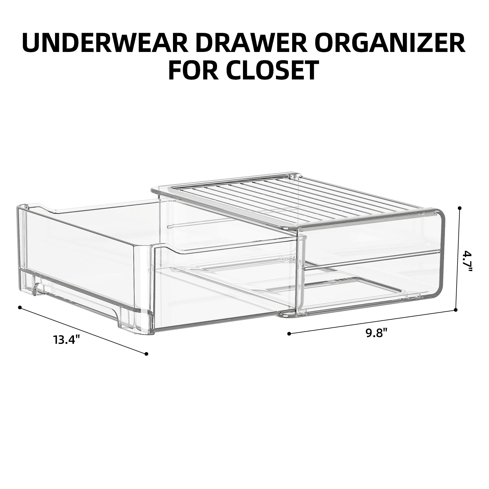 MSHOMELY Underwear Drawer Organizer, Plastic Bra Storage Organizer for Closet, Bra Shelf Organizer, Clear Plastic Bra Drawers St