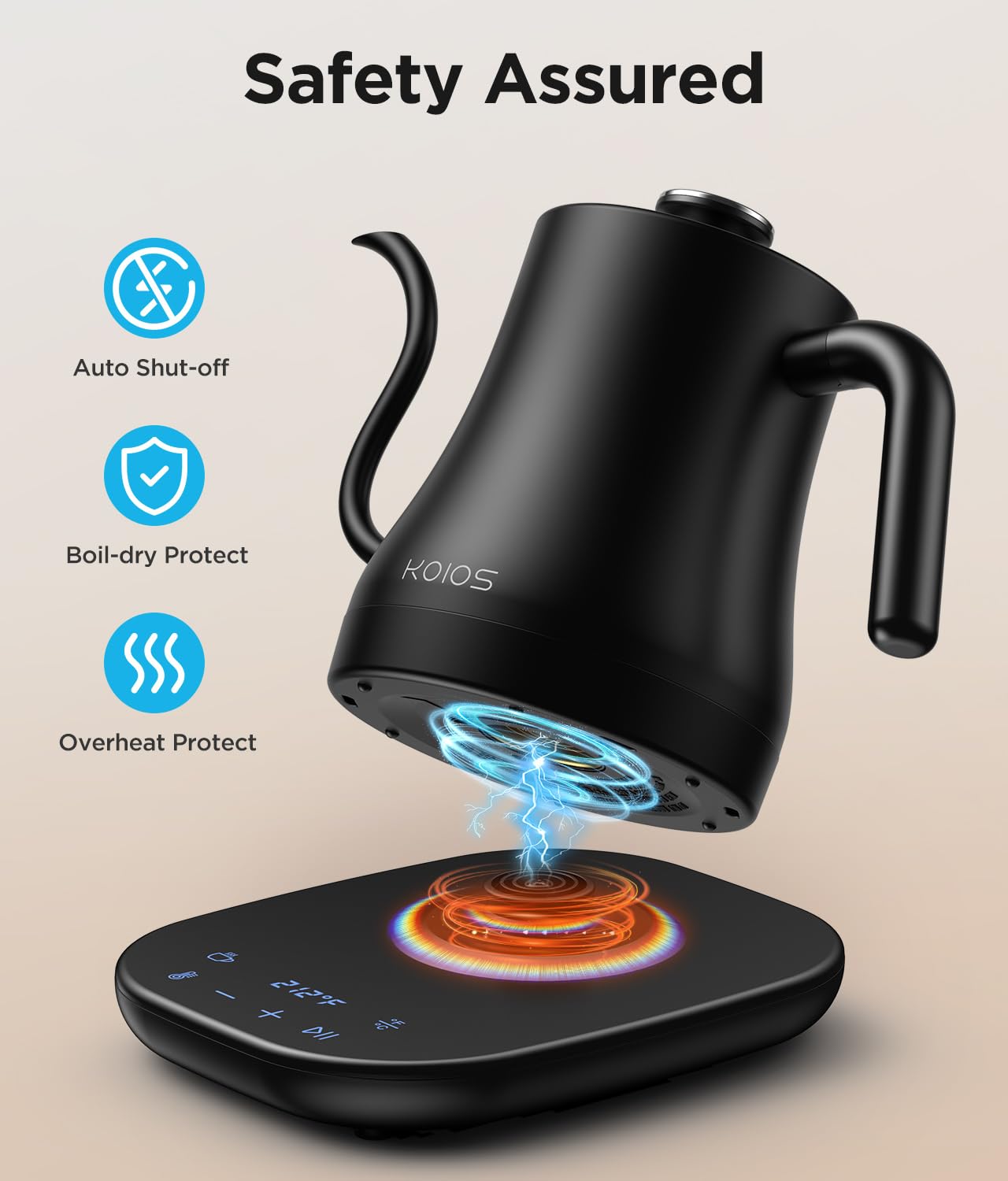 Gooseneck Electric Kettle With Temperature Control, 27Oz/0.8L Fast Heat Electric Kettle For Pour Over Coffee/Tea, Auto Shut Off