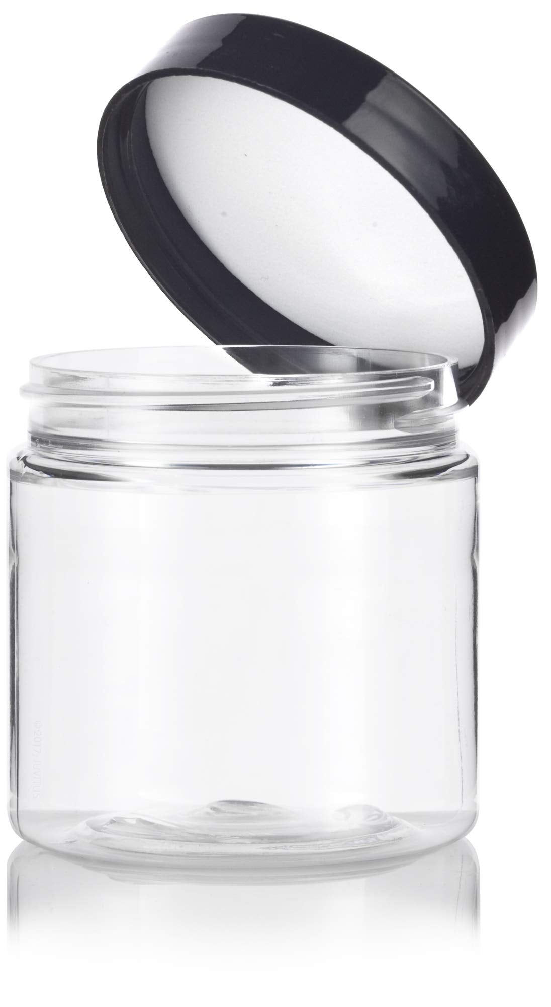 Juvitus 4 Oz Clear Plastic Pet Travel Jar With Black Smooth Lid (6 Pack)