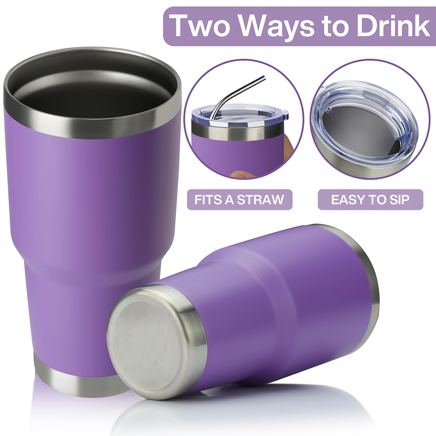 Meway 30Oz Insulated Tumbler With Lids And Straws,Stainless Steel Double Vacuum Coffee Tumbler Cup, Brush, Durable Powder Coated