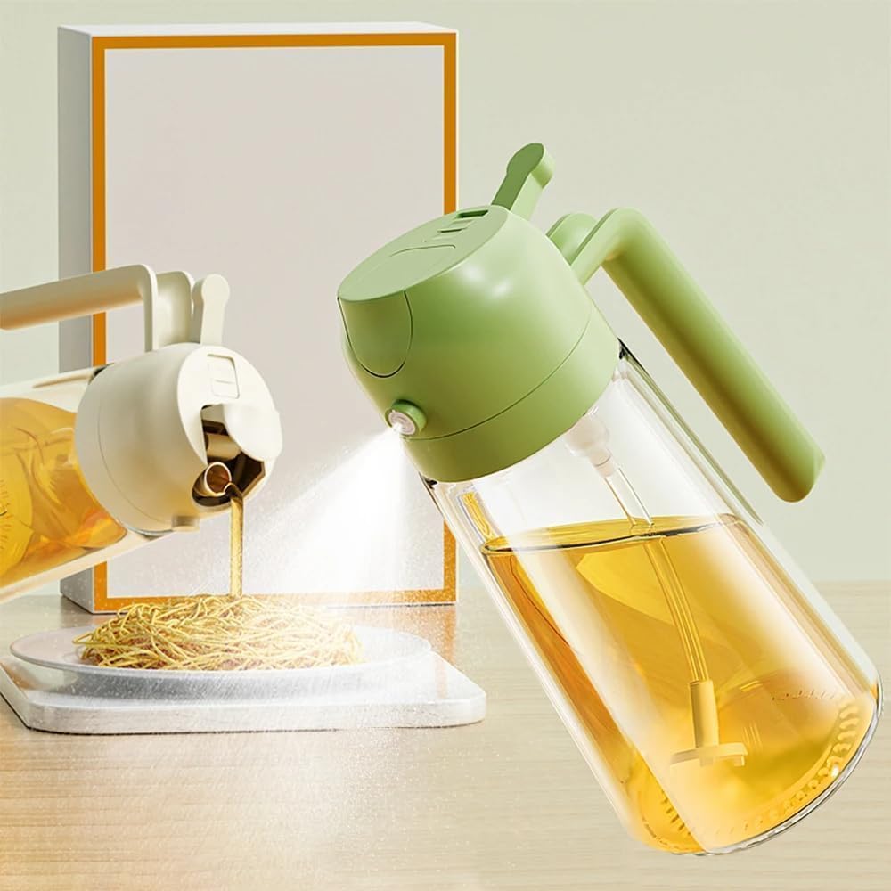Infinex 2 in 1 Olive Oil Sprayer and Oil Dispenser Bottle Dual Use for Kitchen,Oil Sprayer for Air Fryer,Oil and Vinegar Pourer 
