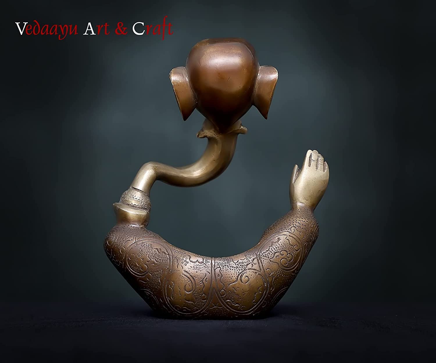 Rugdoll Vedaayu Brass Ganesha Statue For Home Decor Idol Brass Abstract Ganesh Statue, Brass Ganesha Statue Dual Tone Antique Ga